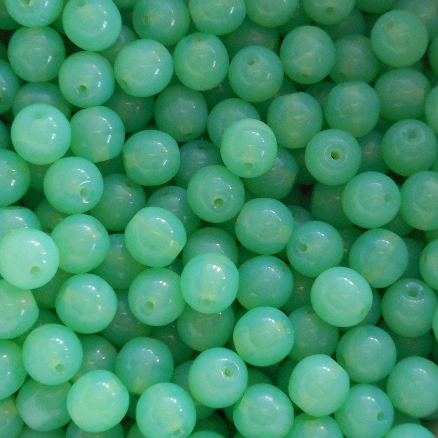 50 6mm Czech glass beads, Opaque Milky Green Jade Opal smooth round druk beads C0550