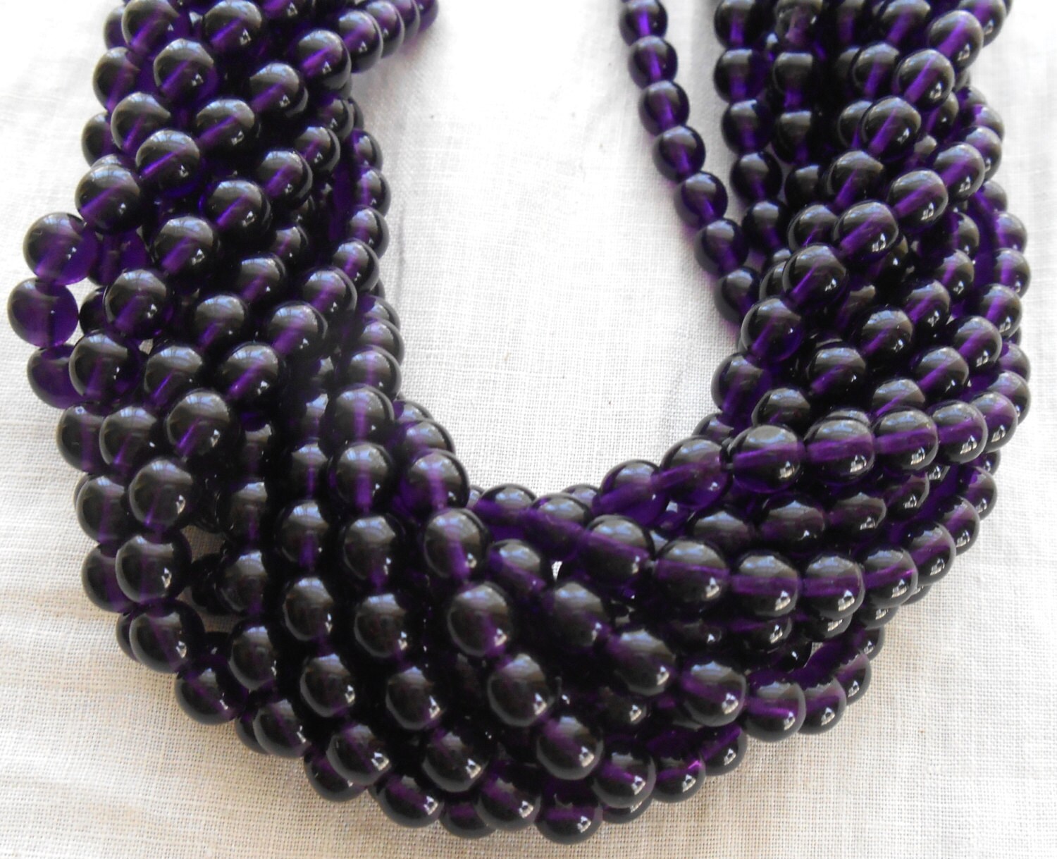 50 6mm Tanzanite Czech beads, Purple, Amethyst, pressed glass round druk beads, C9550