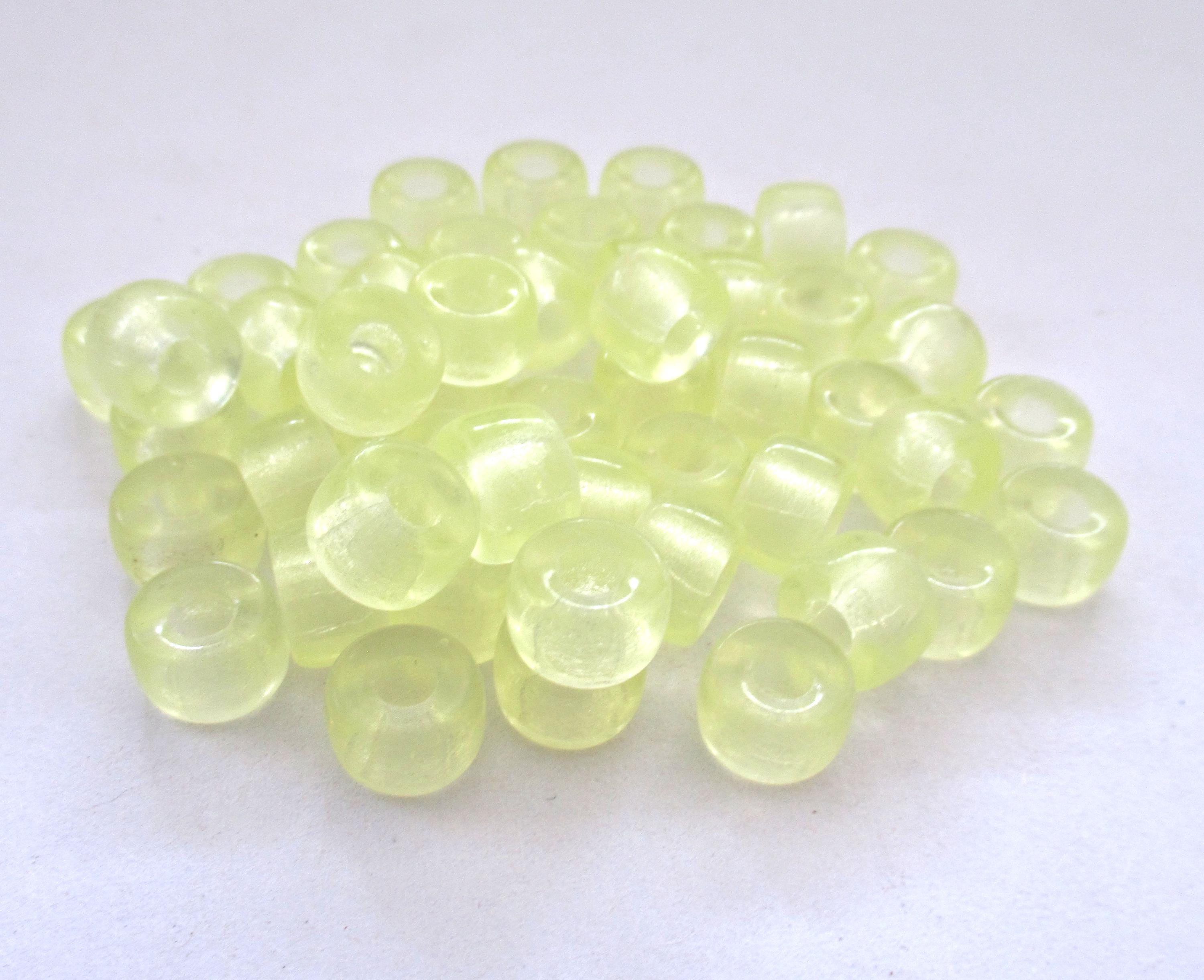 Lot of 25 9mm Czech glass pony or roller beads - jonquil yellow large big hole crow beads - C0038