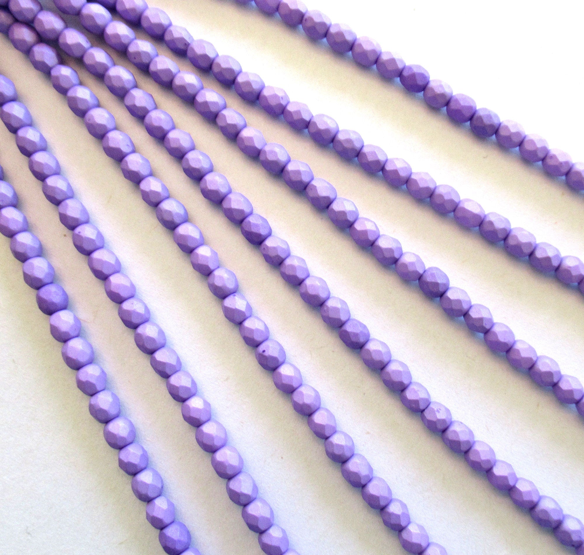 Lot of 50 4mm Czech glass beads - opaque matte Saturated Purple beads - faceted fire polished round beads - C0037