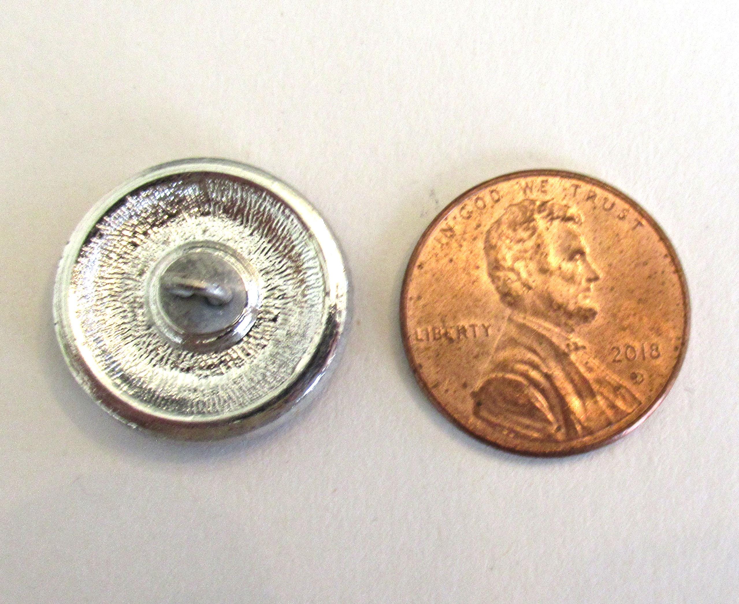 One 18mm Czech glass swirl button - iridescent blue & purple with gold accents - art glass button - decorative shank buttons 00052