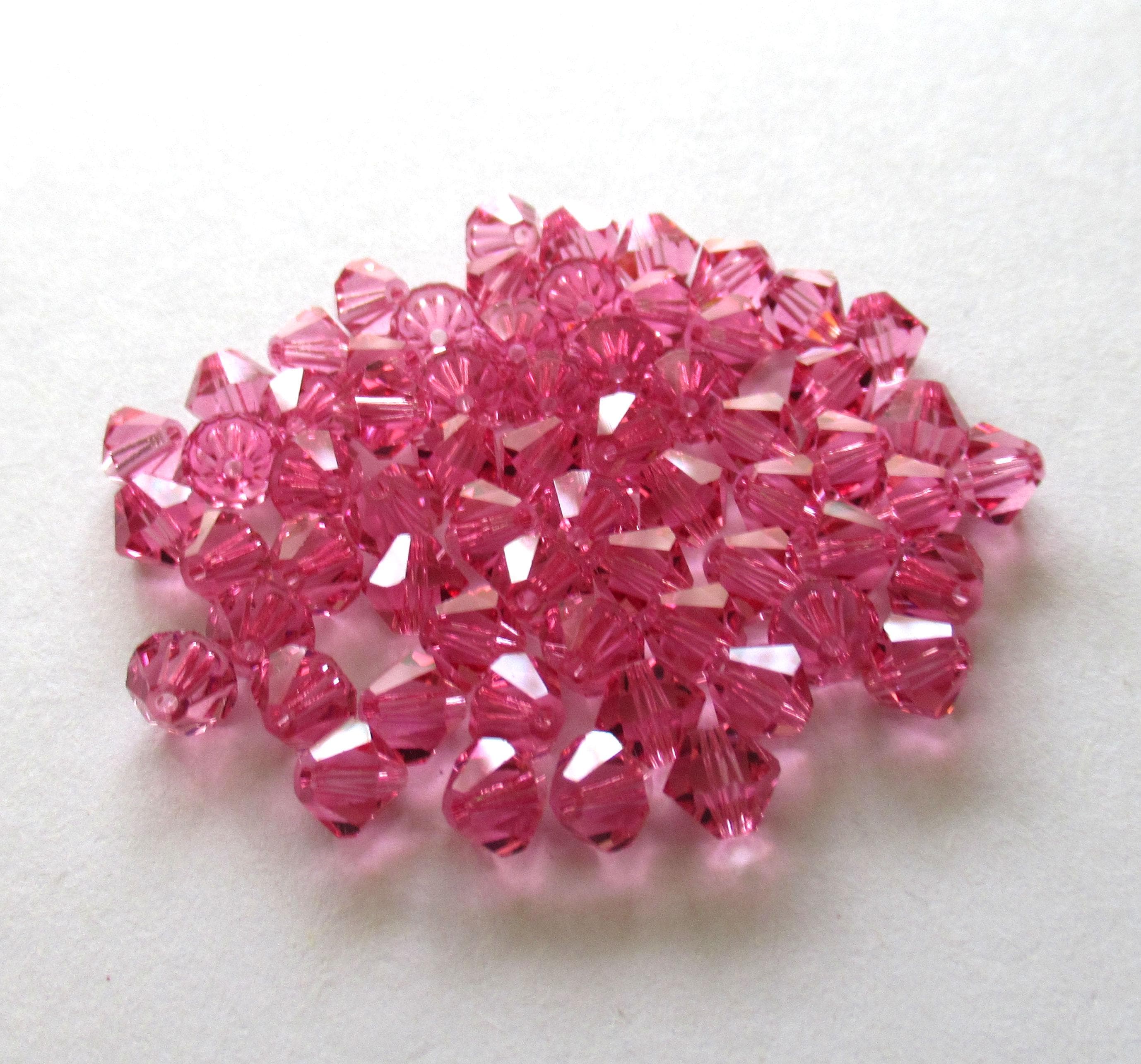 24 6mm Czech Preciosa Crystal bicone beads - rose pink - faceted glass bicones - C00741