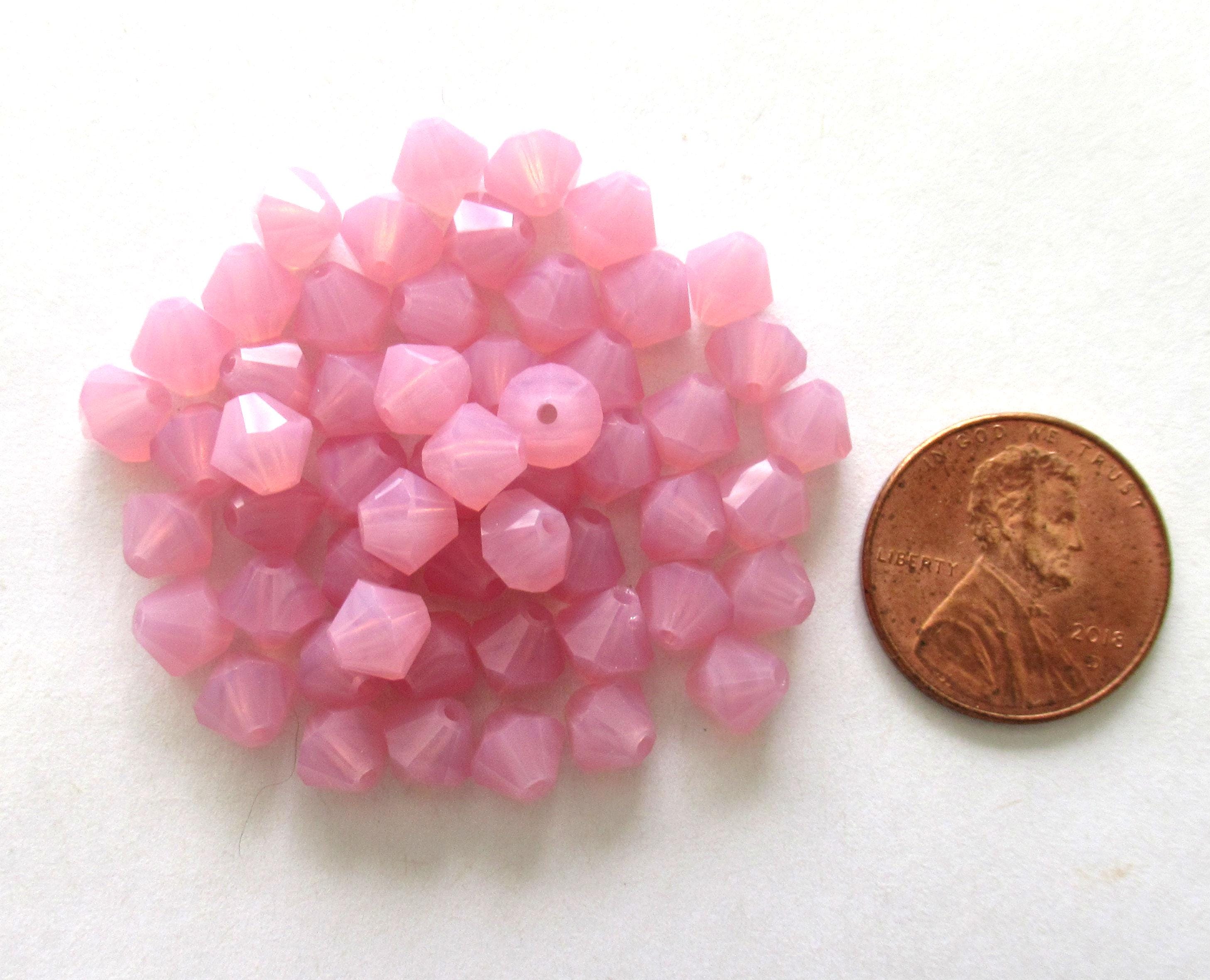 Lot of 24 6mm Czech glass Preciosa Crystal bicone beads - milky pink opal faceted glass bicones C0058