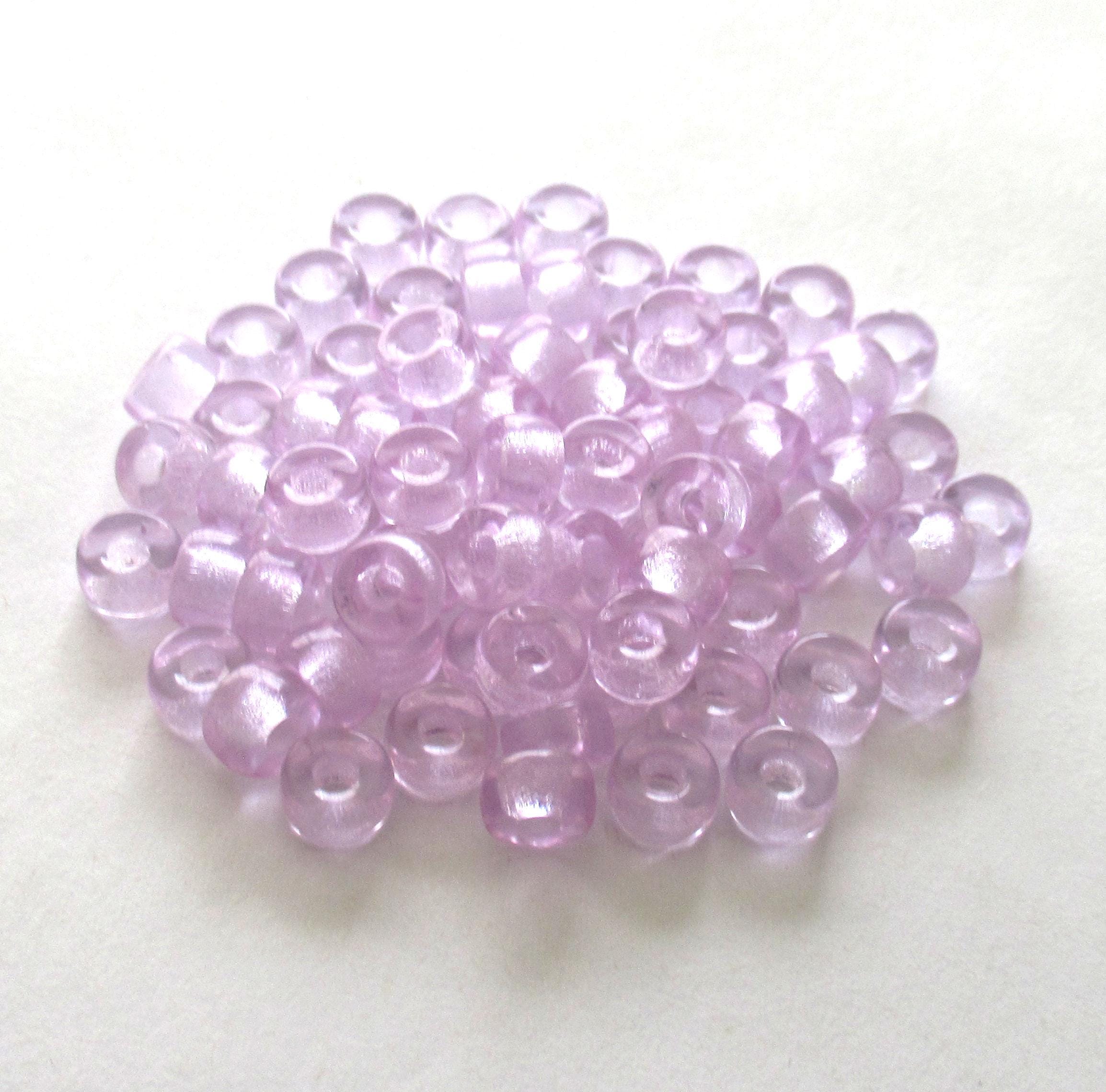 50 6mm Czech glass pony beads - alexandrite or lavender roller beads - large hole crow beads C0085