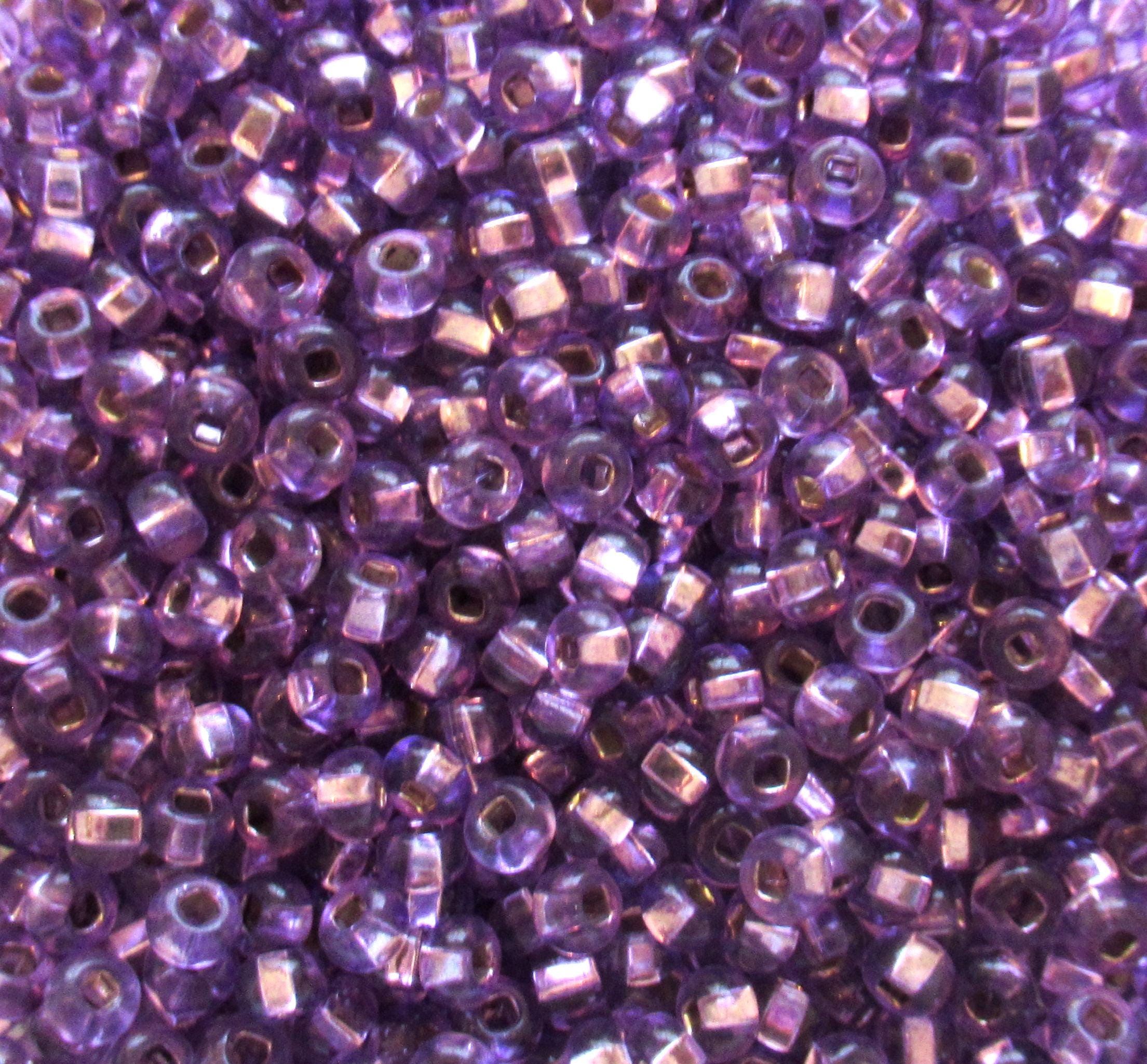24 grams Czech glass Preciosa Rocaille 6/0 seed beads - lilac purple silver lined beads - size 6 4mm spacer beads - C00431