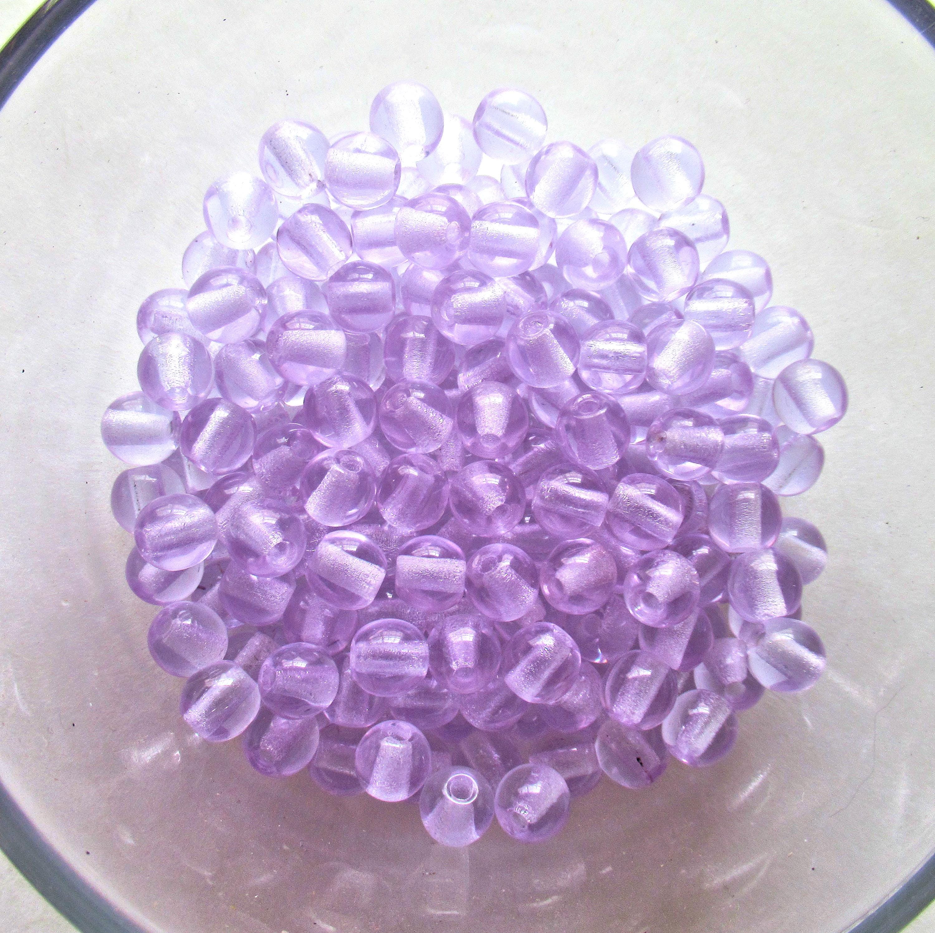 25 8mm Czech glass big hole beads - alexandrite purple or lavender smooth round druk beads with 2mm holes - C0094