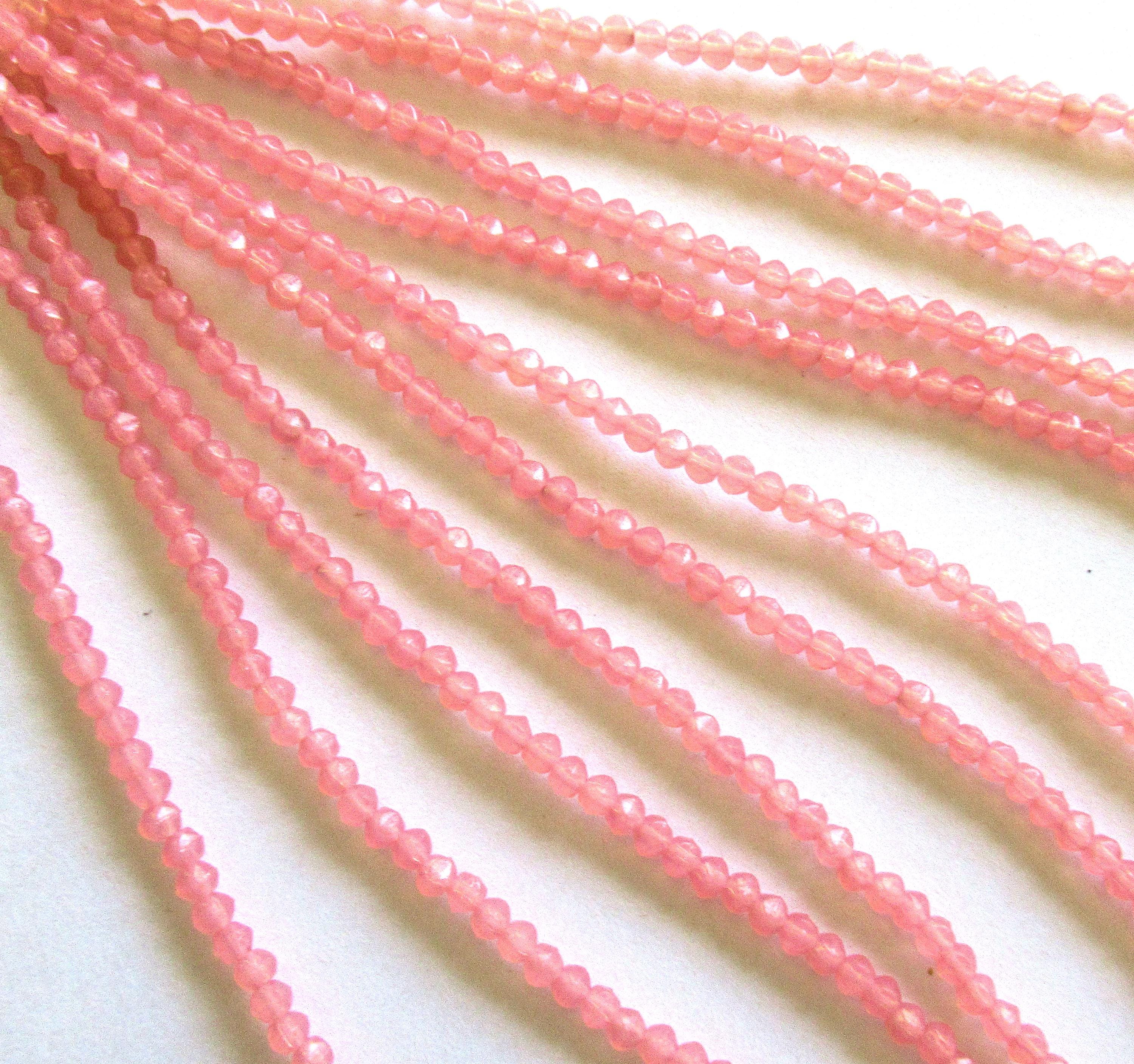 100 3mm English cut Czech glass beads - matte milky pink spacer beads - pressed glass beads - C0019