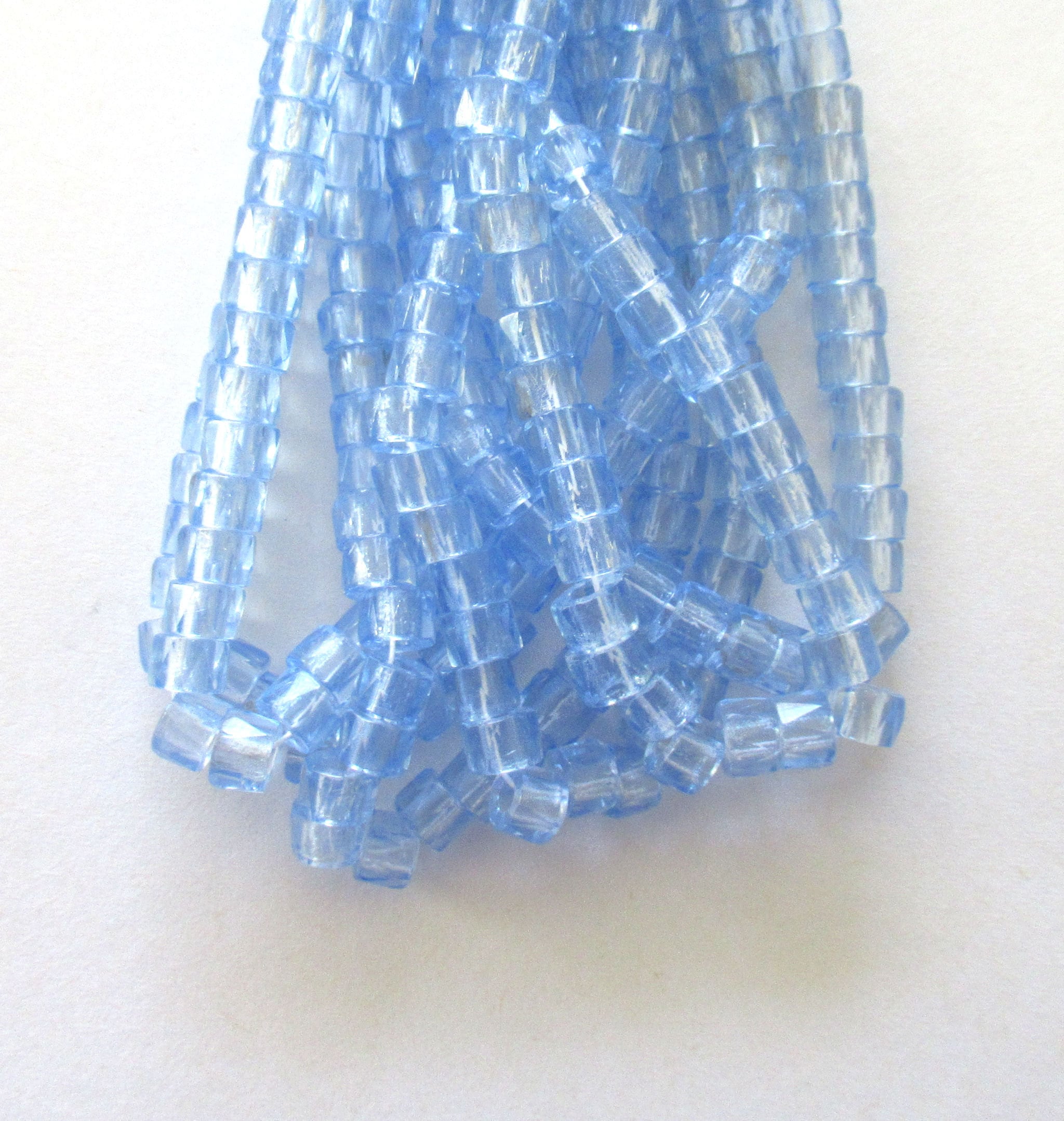 50 6mm Czech transparent light sapphire blue, faceted pony, roller beads, large hole fire polished crow beads, C00301