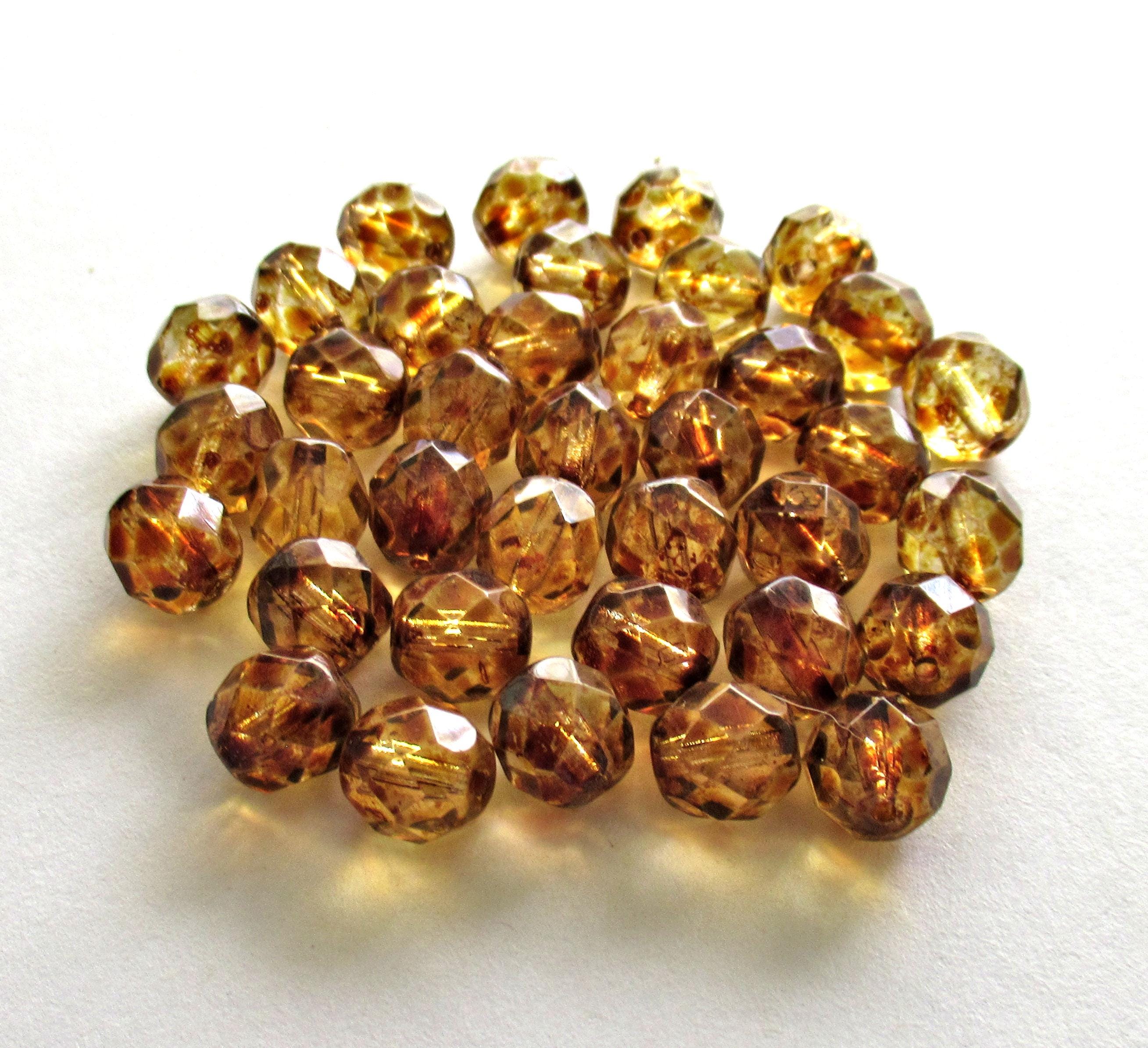 25 8mm Czech glass crystal clear picasso beads - fire polished faceted round beads - C00301