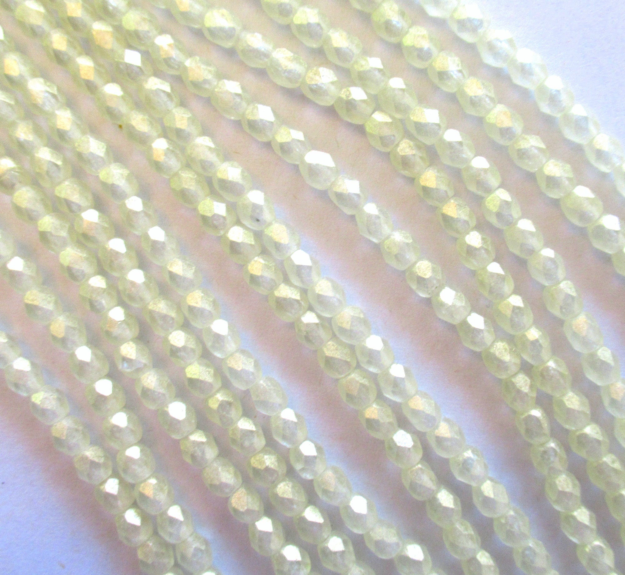 Fifty 4mm Czech glass beads - Sueded Gold Jonquil Yellow - fire polished faceted round glass beads C0044