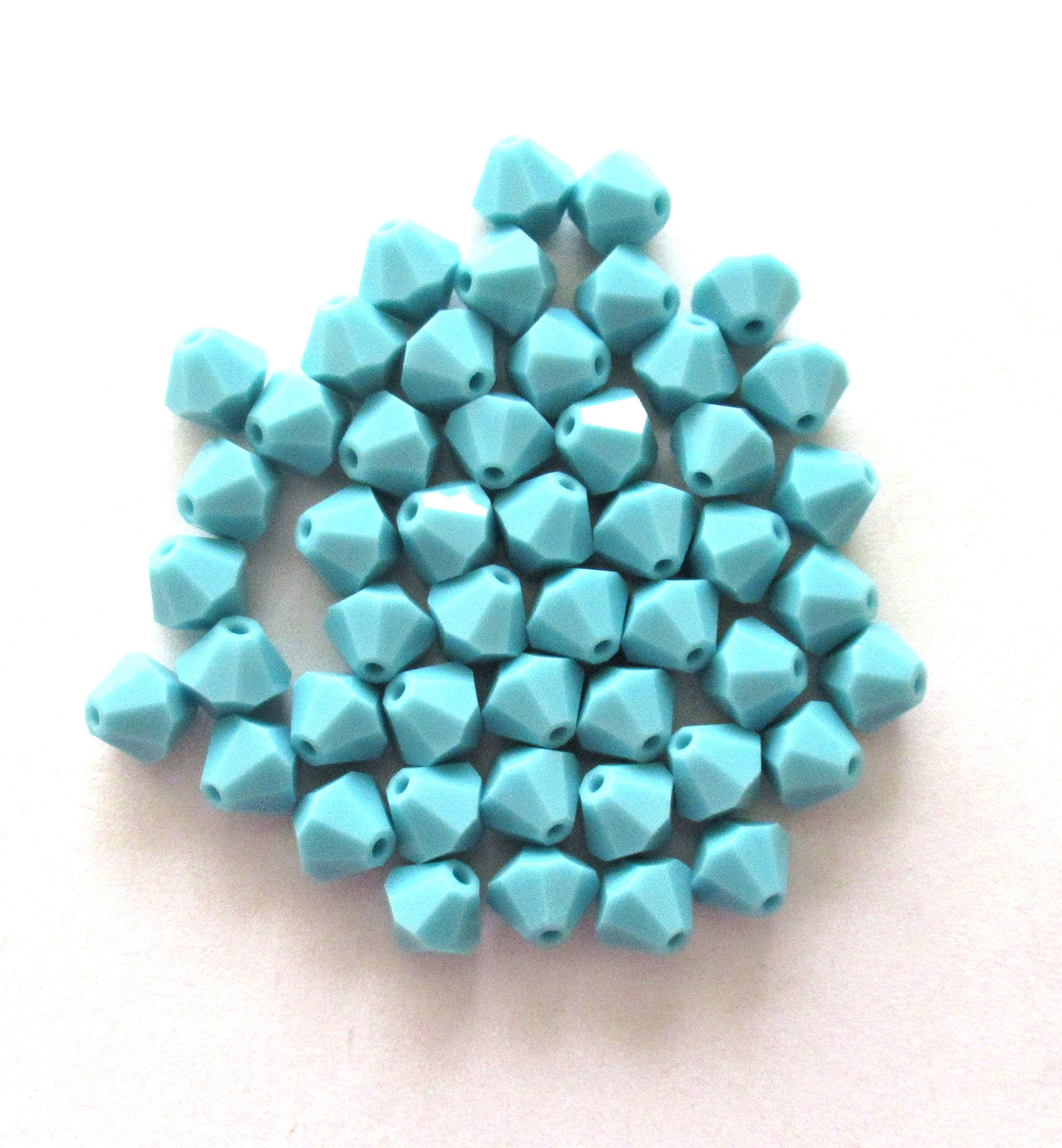 Lot of 24 6mm Czech glass Preciosa - Turquoise Blue - Crystal bicone beads - faceted glass opaque blue bicones C00701