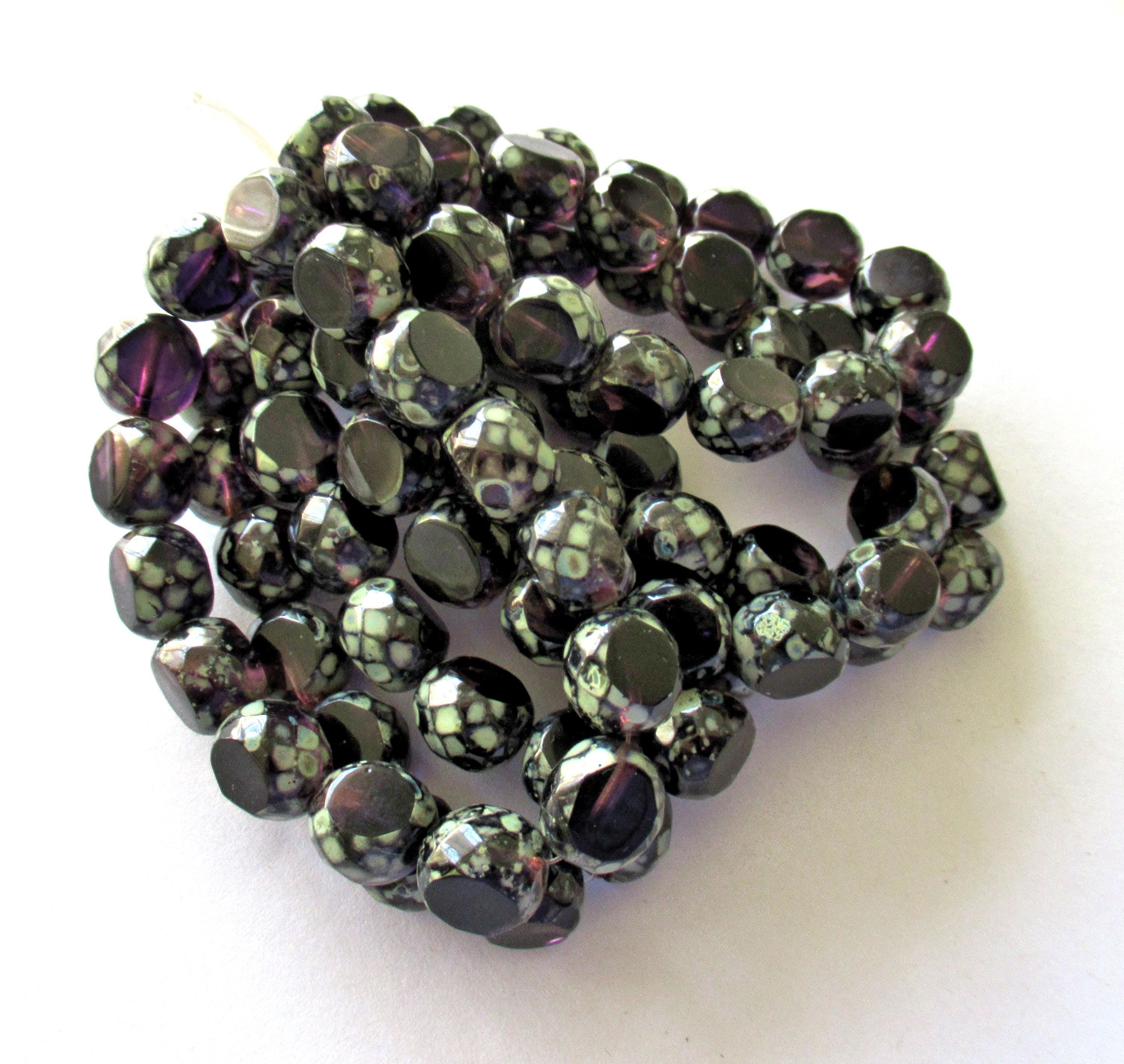 Five 12mm large Czech glass beads - purple / amethyst window beads - table cut chunky statement beads - dual faceted fire polished beads - 600531