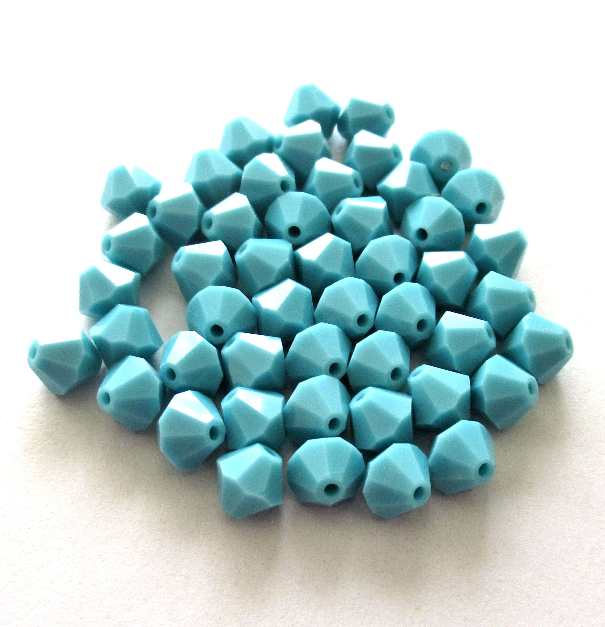 Lot of 24 6mm Czech glass Preciosa - Turquoise Blue - Crystal bicone beads - faceted glass opaque blue bicones C00701