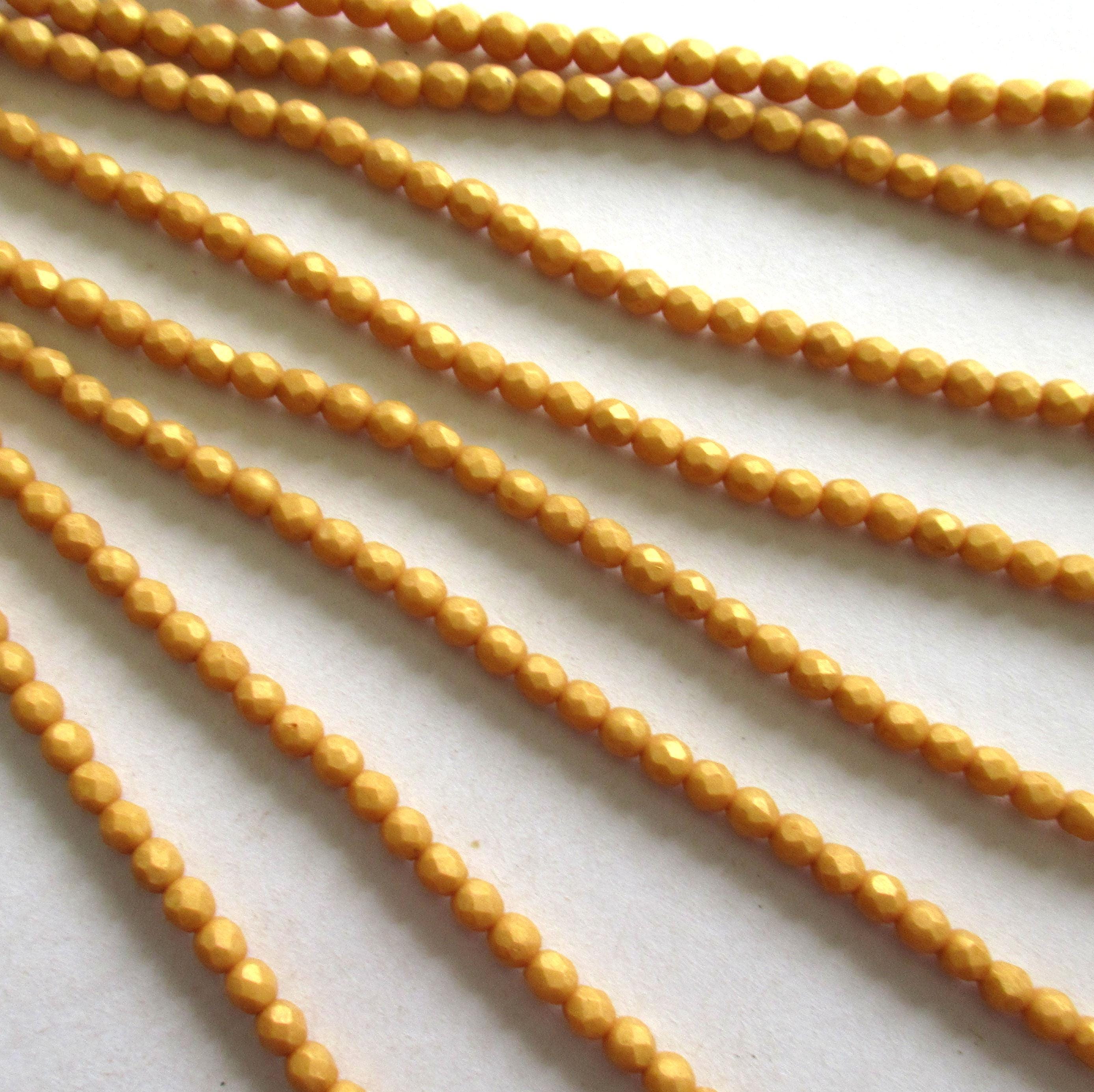 50 4mm Pacifica Ginger faceted Czech glass beads - neutral opaque tan or beige beads - yellow gold beads - fire polished beads C0046