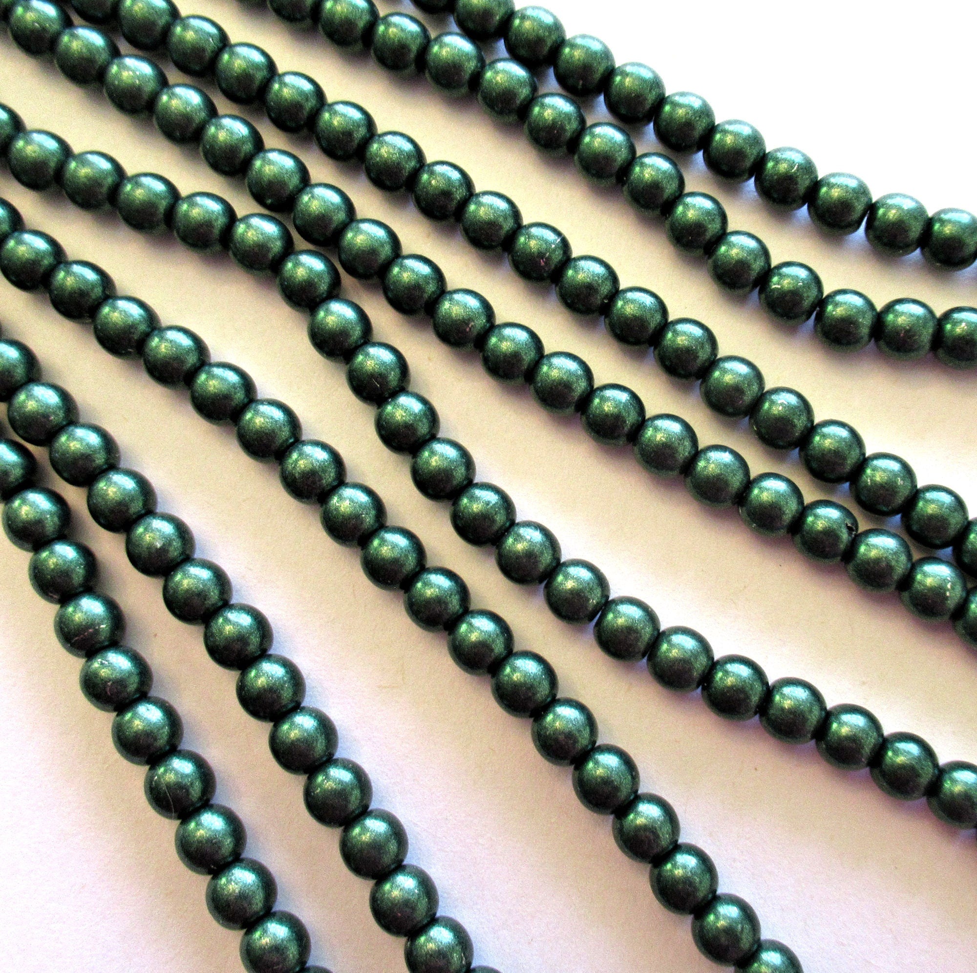Lot of 50 6mm Czech glass druk beads - opaque metallic Saturated Martini Olive Green smooth round druks - C0037