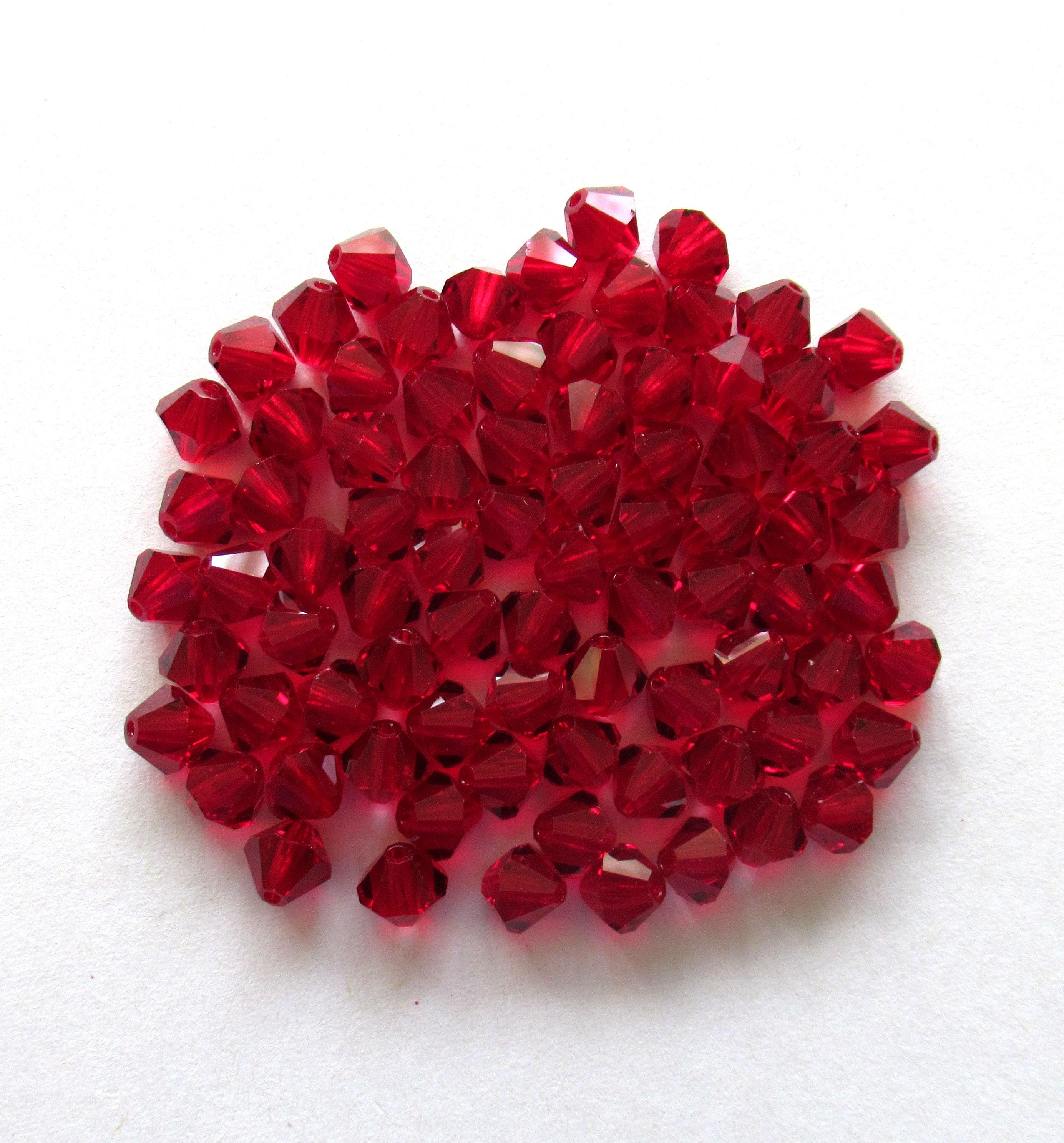 24 6mm Czech Preciosa Crystal bicone beads - light garnet or siam red beads - faceted glass bicones - C00821