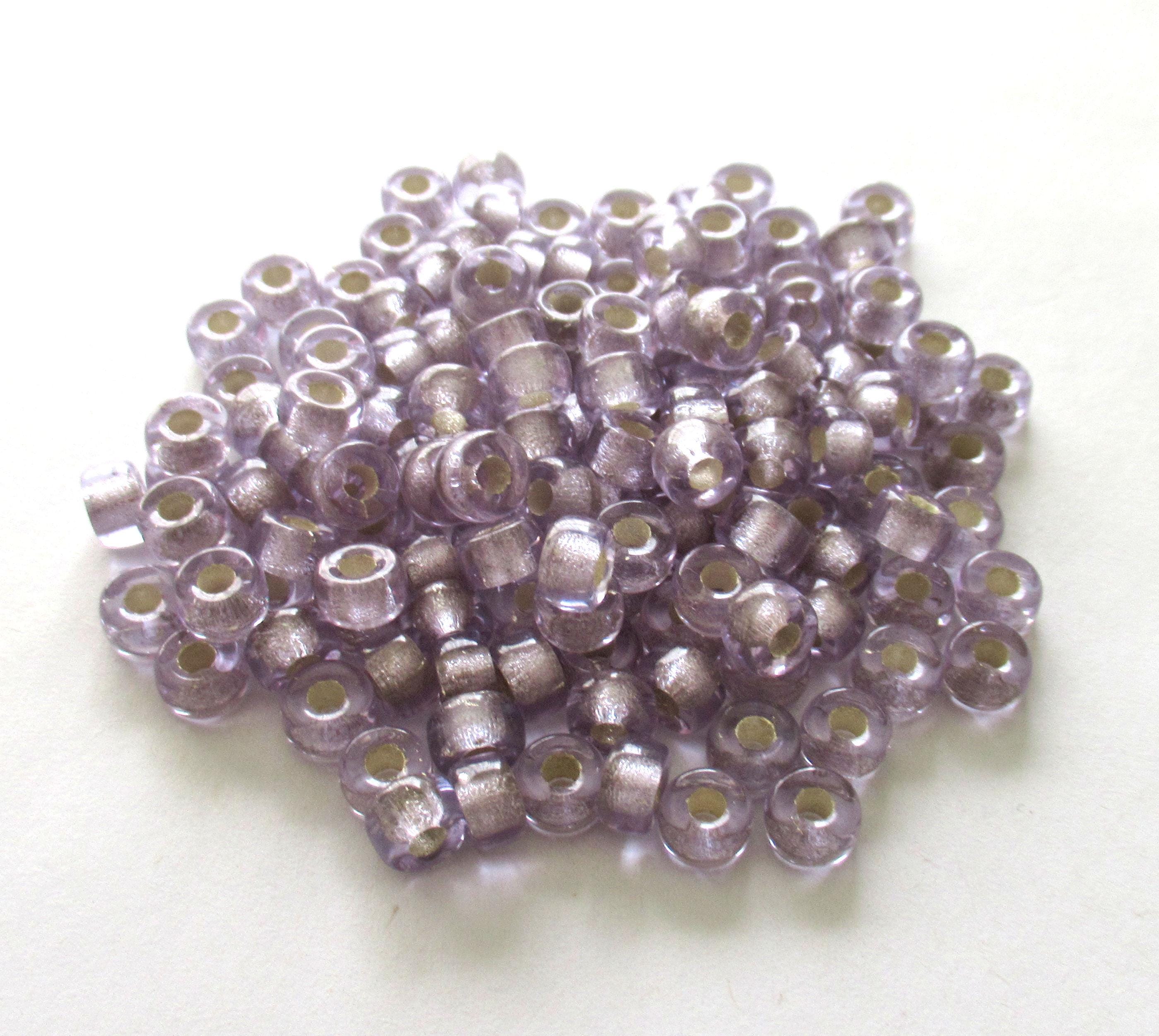 50 6mm Czech glass pony beads - alexandrite or lavender silver lined roller beads - large hole glass crow beads C0035