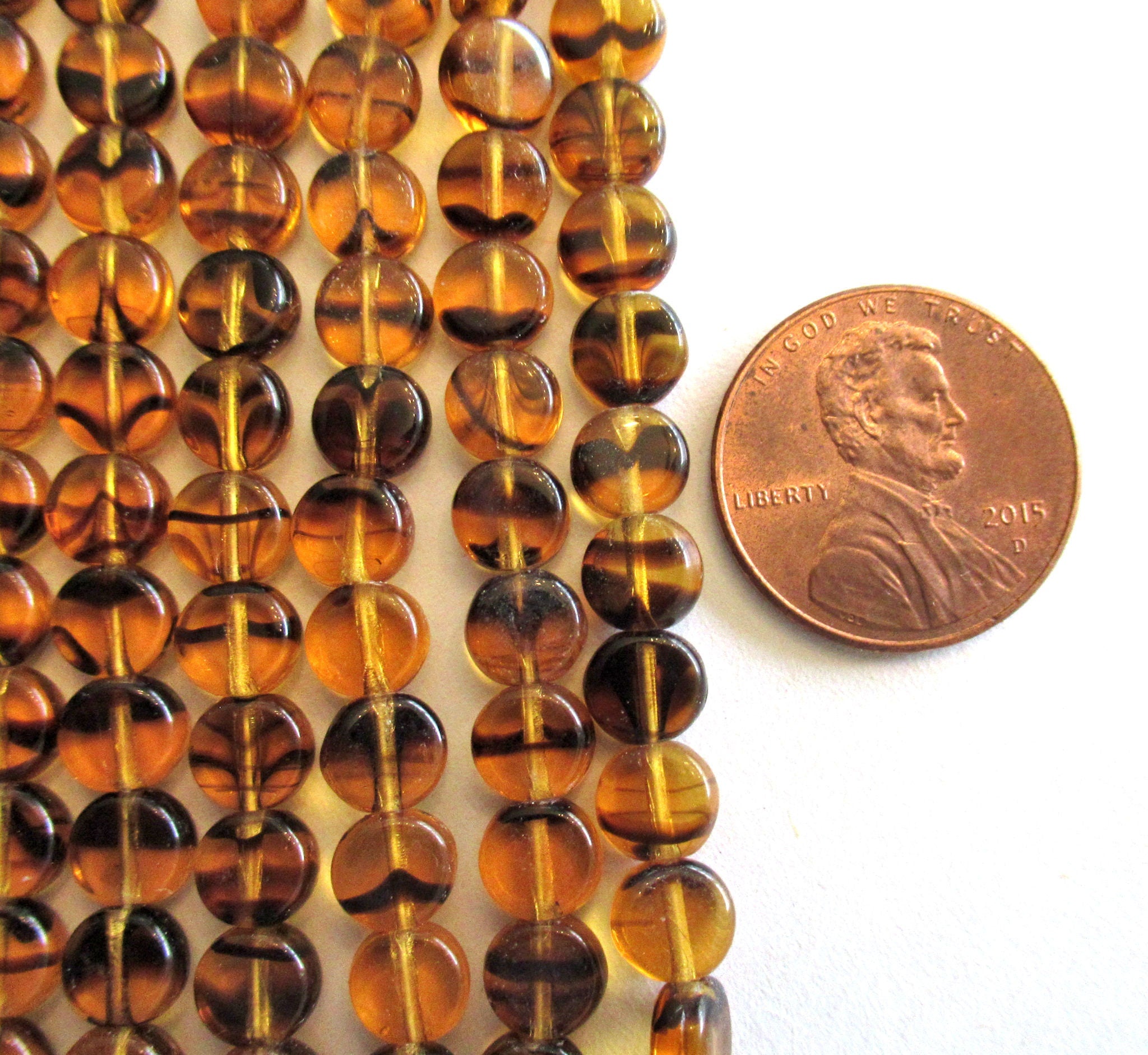 50 6mm Czech glass flat round tortoiseshell beads - little coin or disc beads C0094