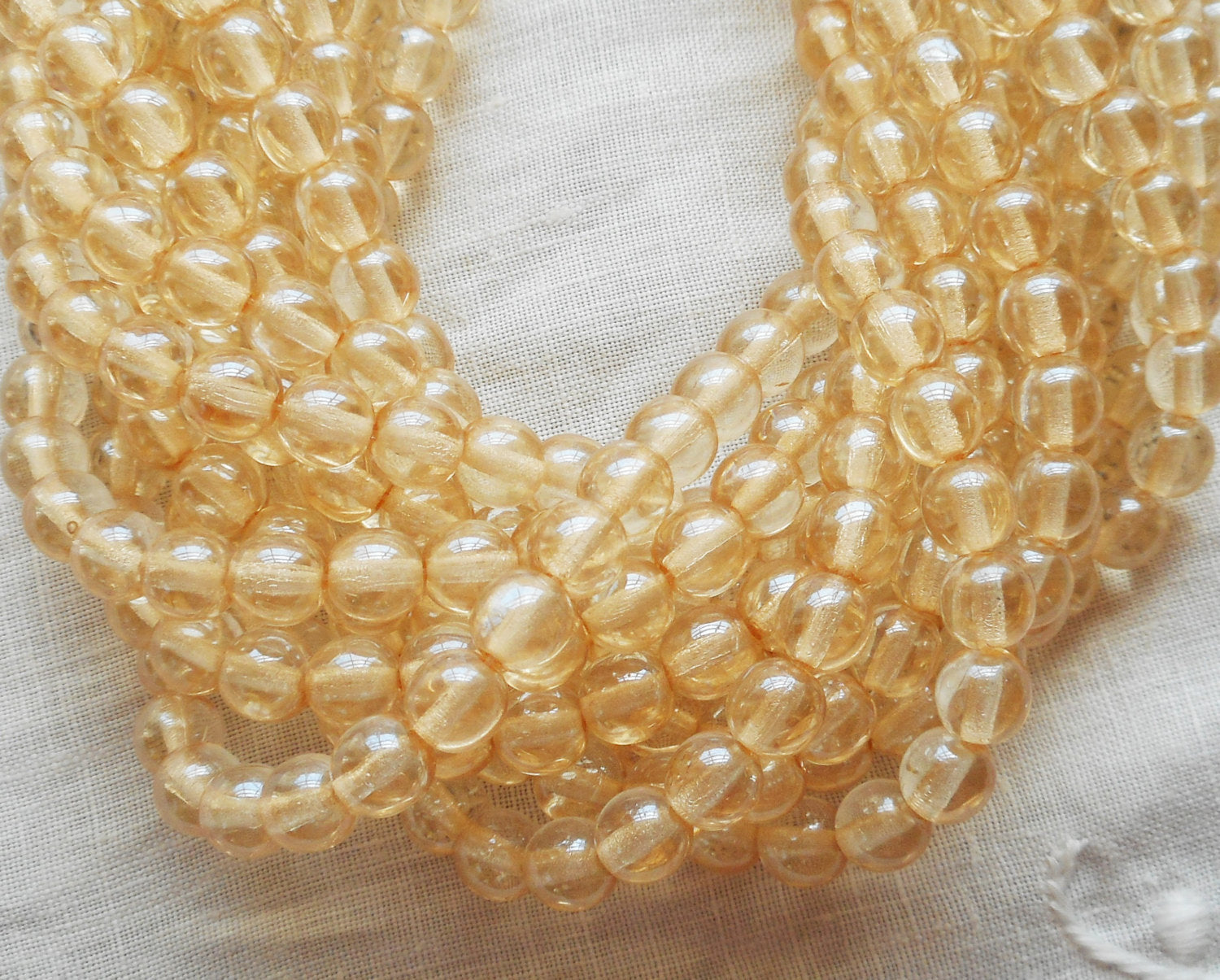 50 6mm Czech glass druks, Transparent Champagne Luster, smooth round druk beads C3850