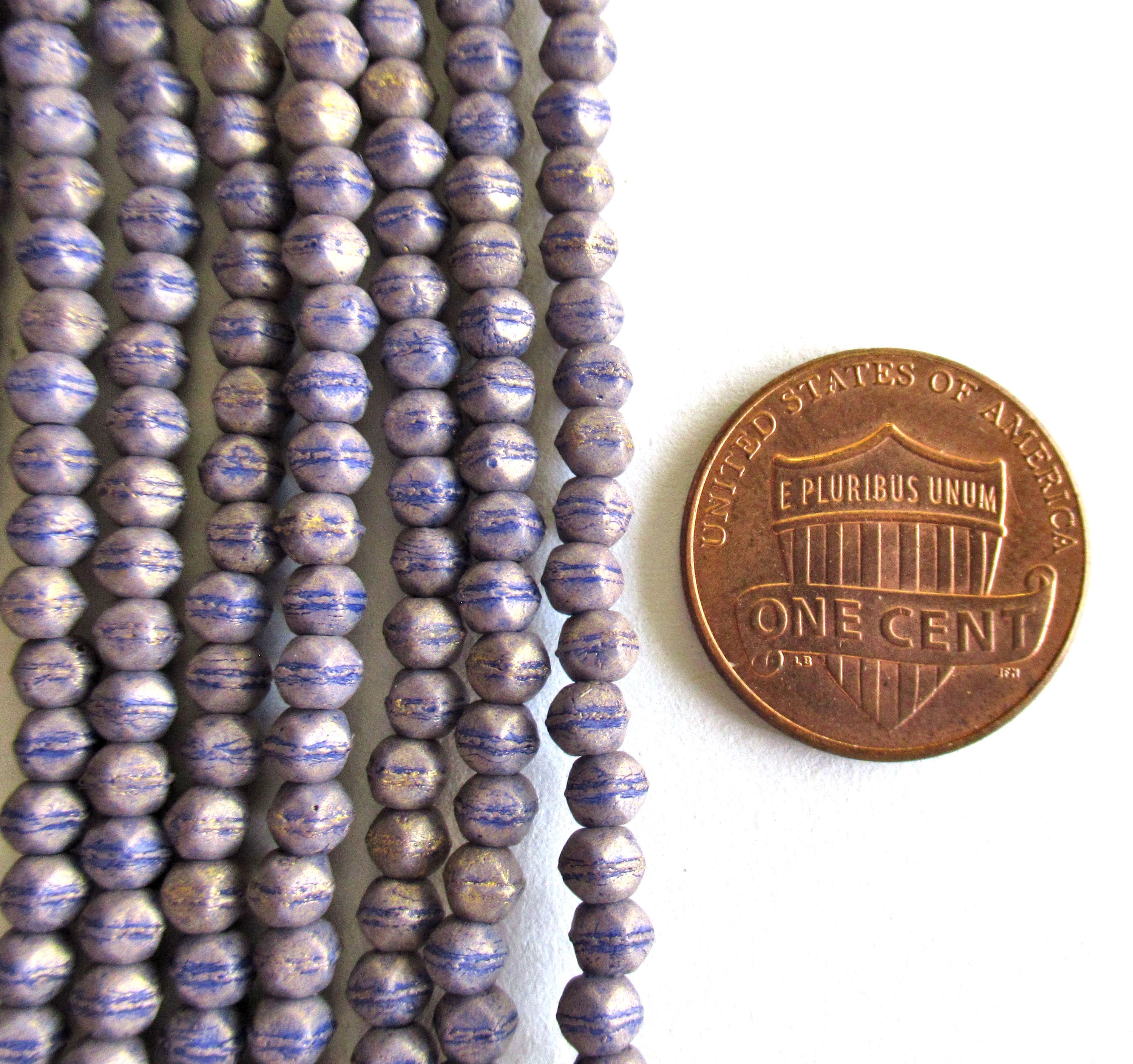 100 3mm Czech glass English cut beads - pacifica elderberry purple spacer beads - pressed glass beads - C0067