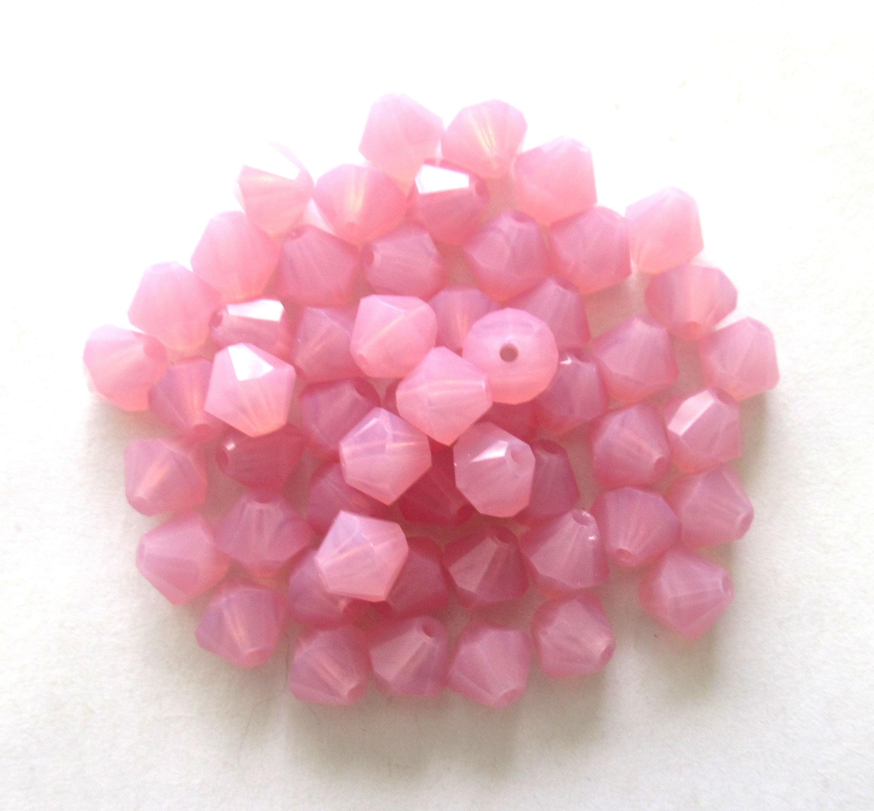Lot of 24 6mm Czech glass Preciosa Crystal bicone beads - milky pink opal faceted glass bicones C0058