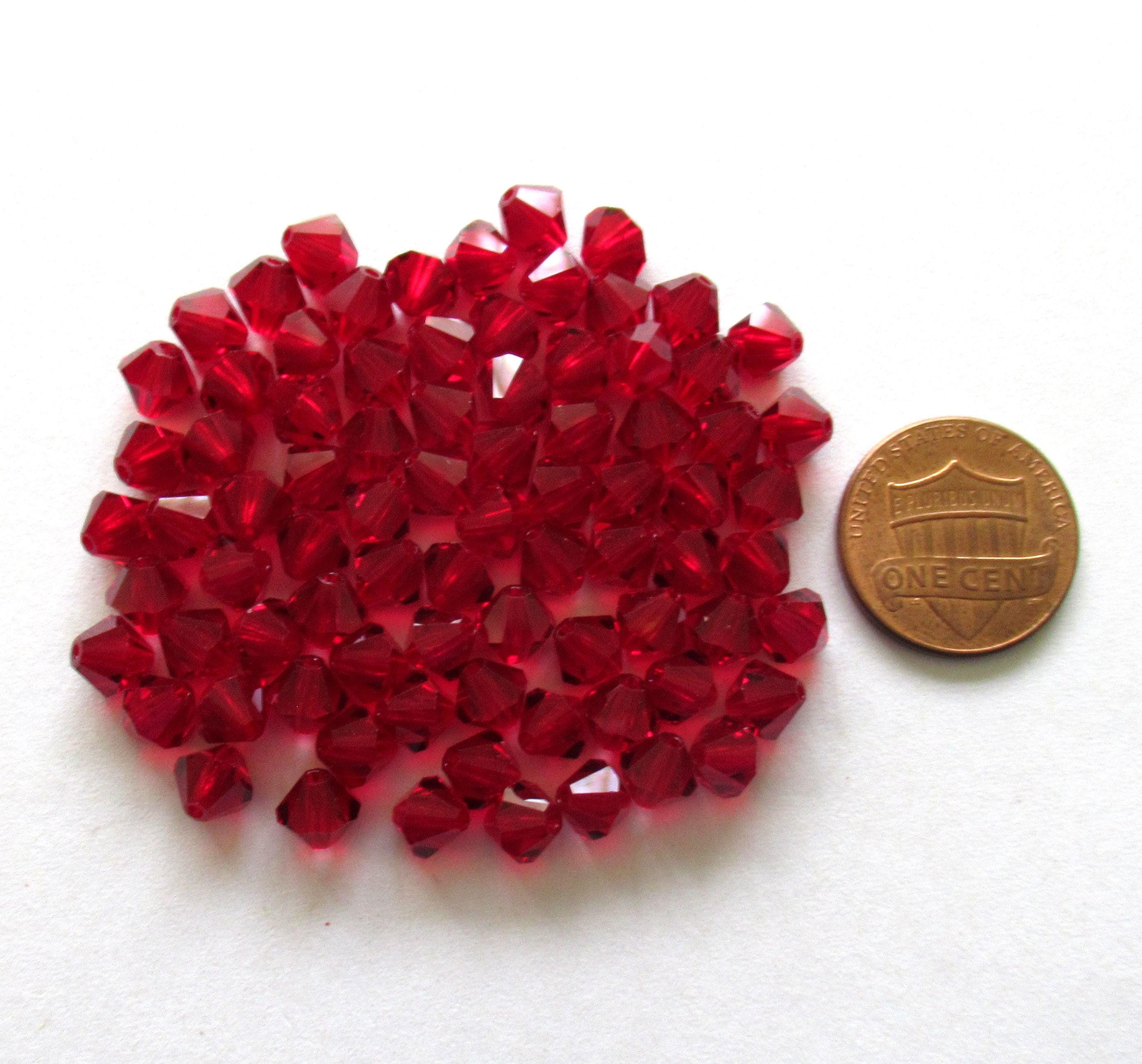 24 6mm Czech Preciosa Crystal bicone beads - light garnet or siam red beads - faceted glass bicones - C00821