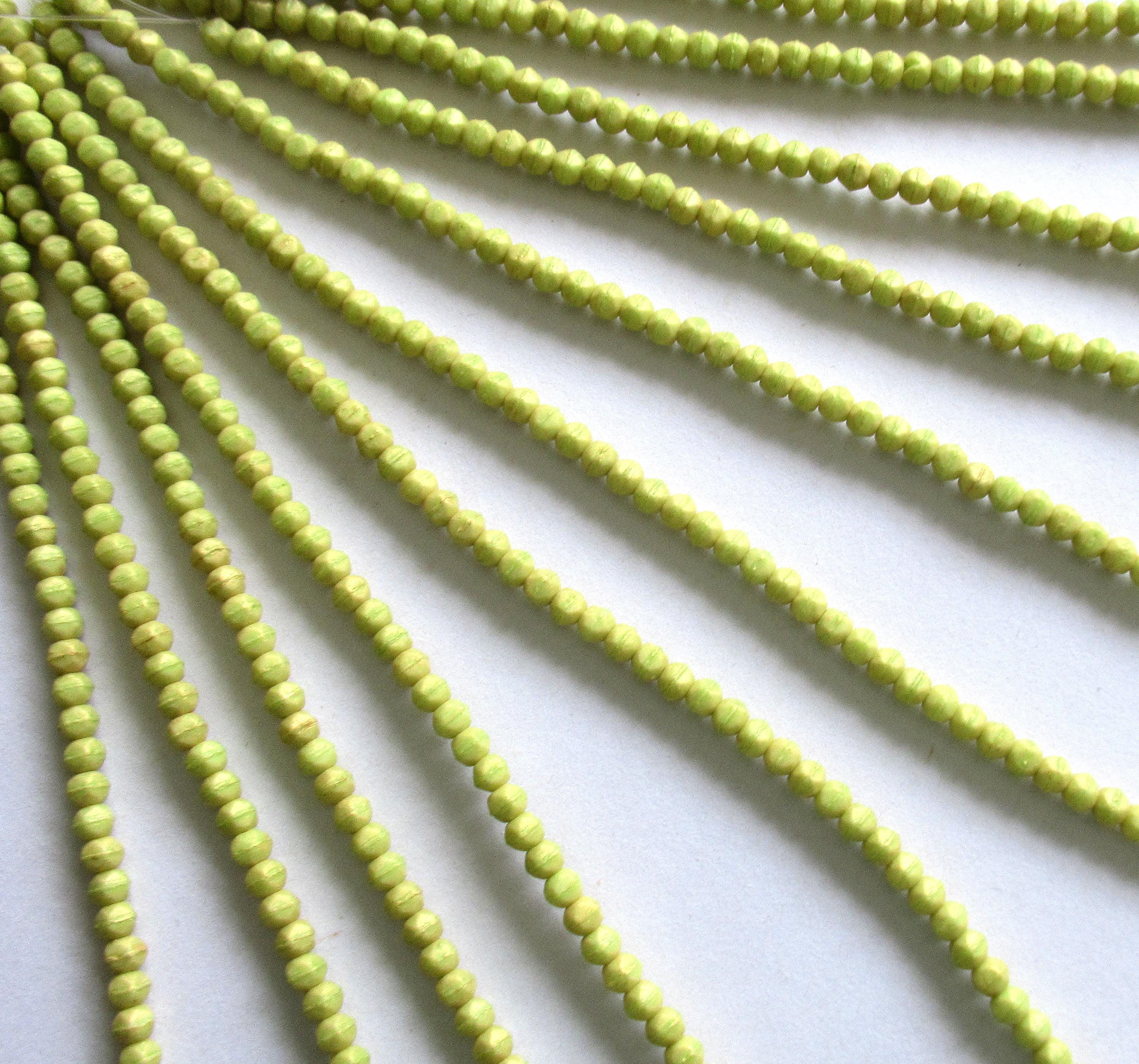 100 3mm English cut Czech glass beads - pacifica honeydew green spacer beads - pressed glass beads - C0077