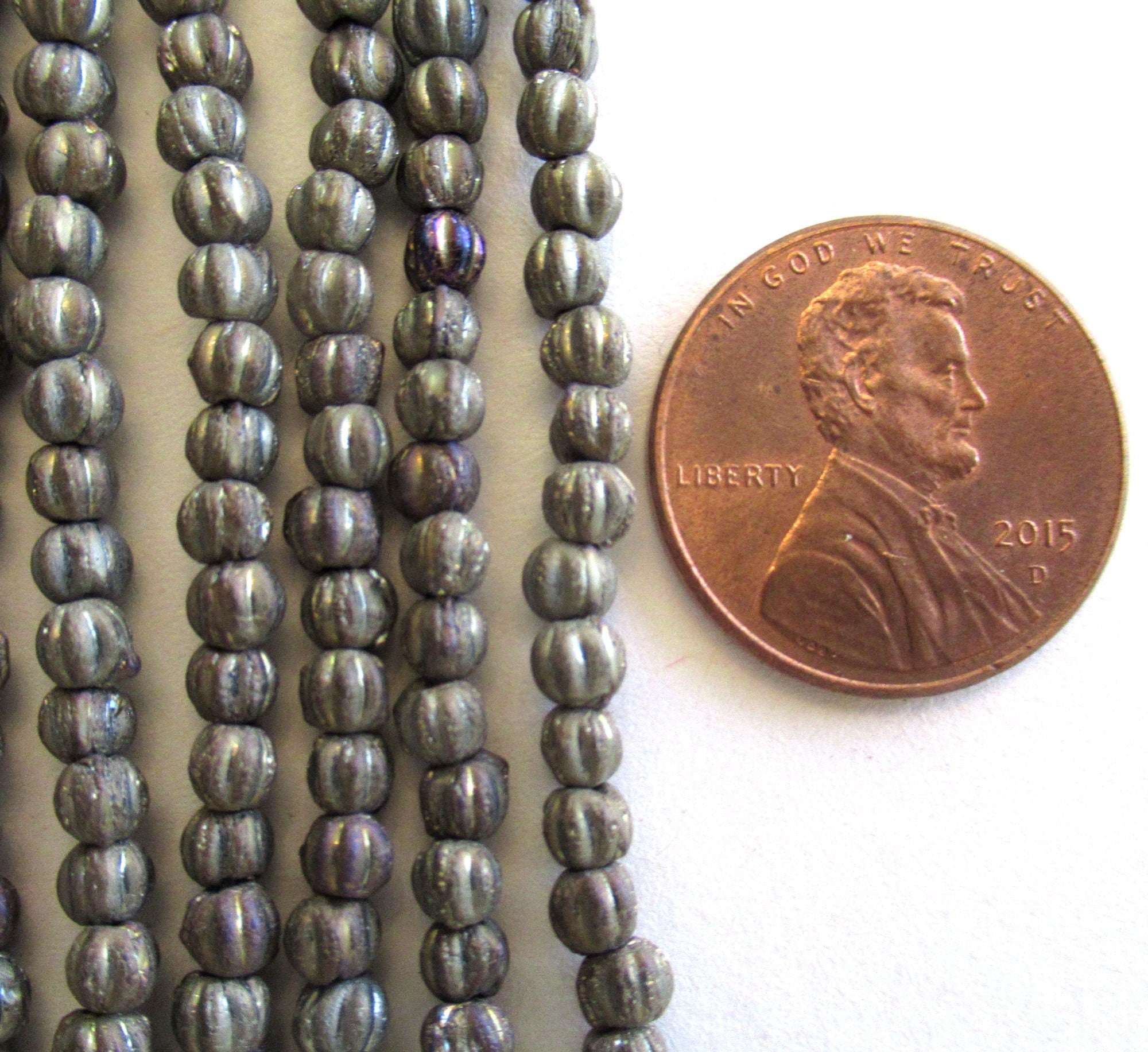 Lot of 100 3mm Czech glass melon beads - Matte Brown Iris or gray beads - pressed glass beads C0028