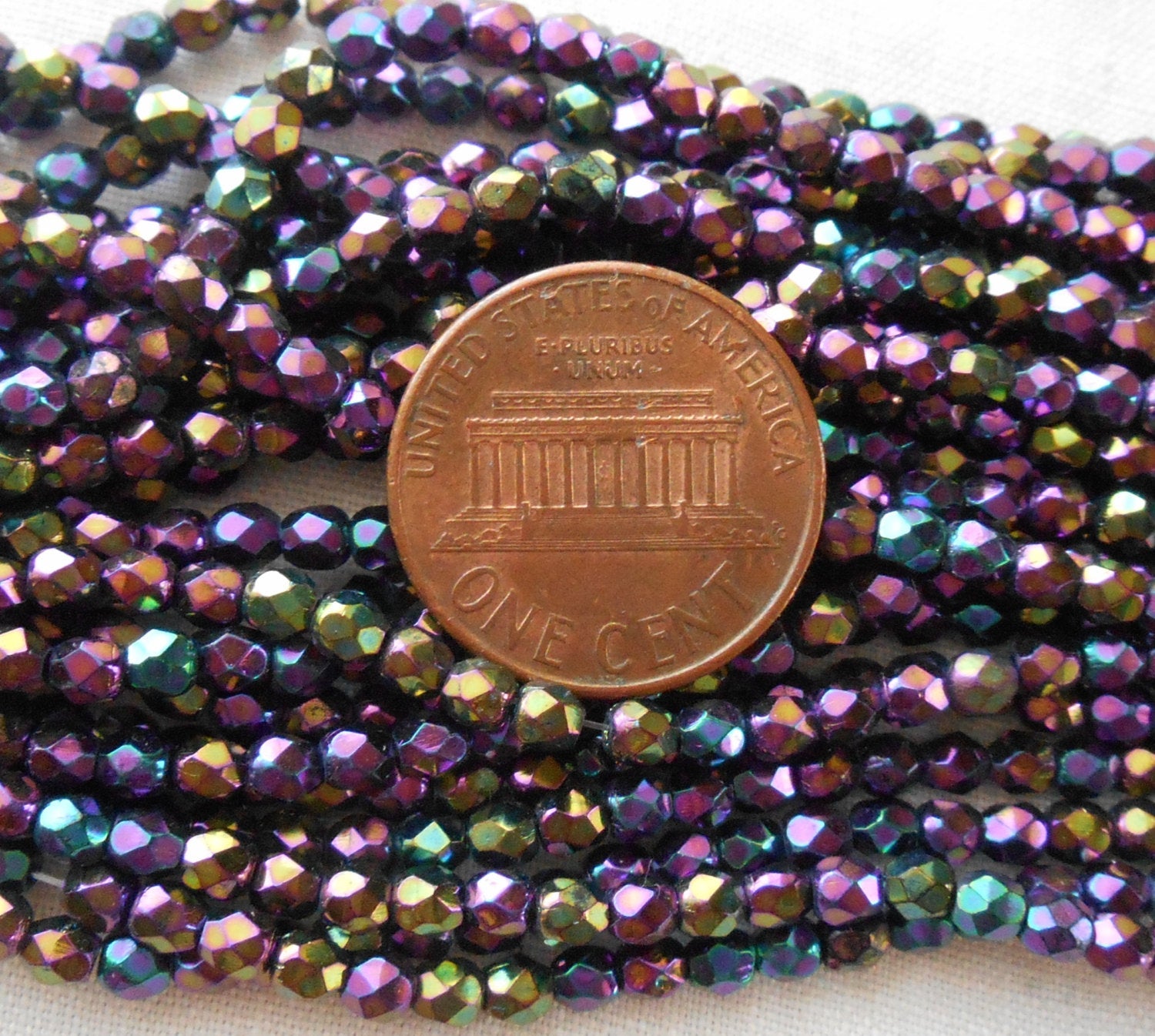 50 3mm Purple Iris, faceted, round, fire polished glass beads C8450