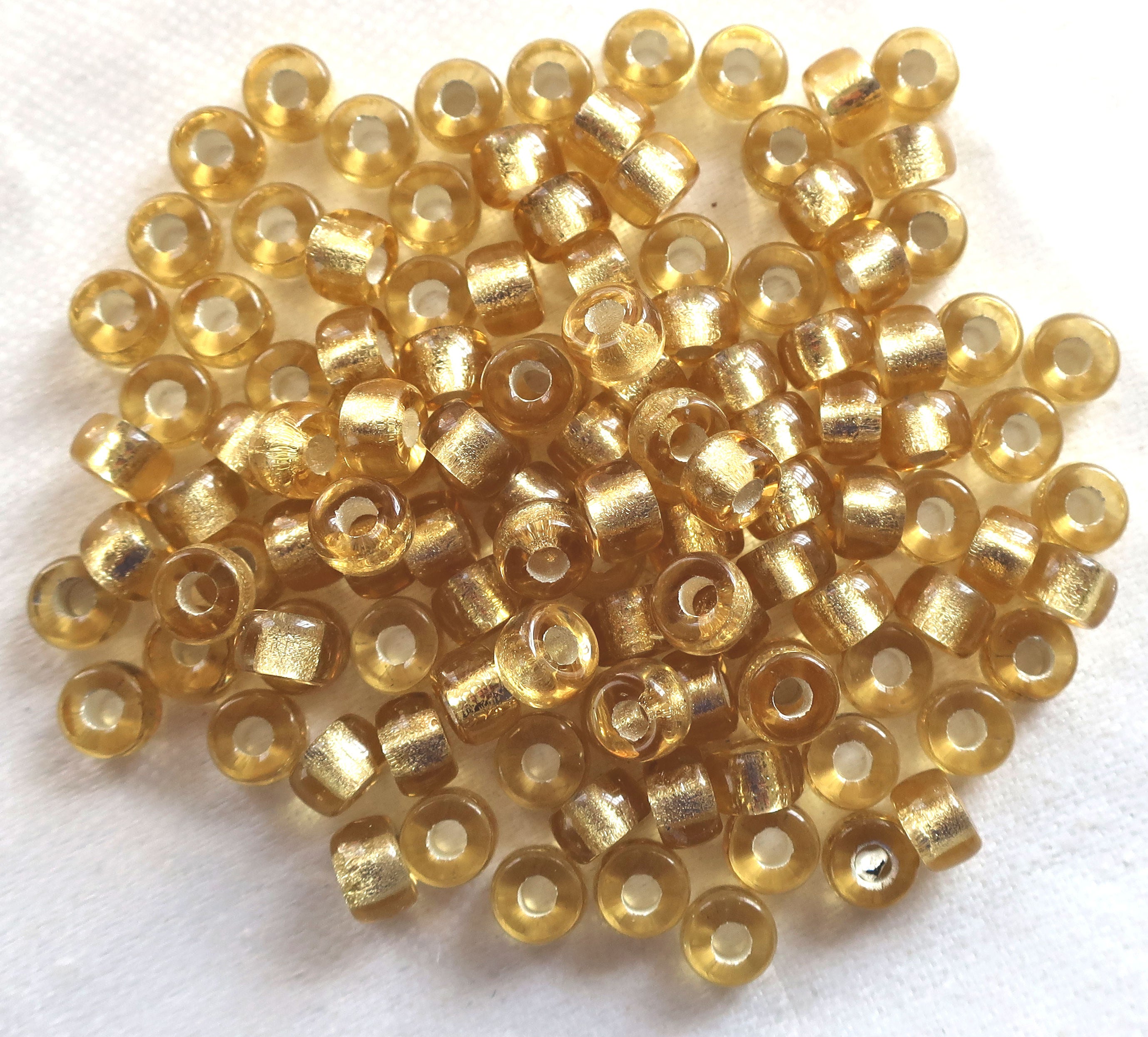 Lot of 50 6mm Topaz Silver Lined Czech glass pony beads, crow or roller big, large hole beads C8701