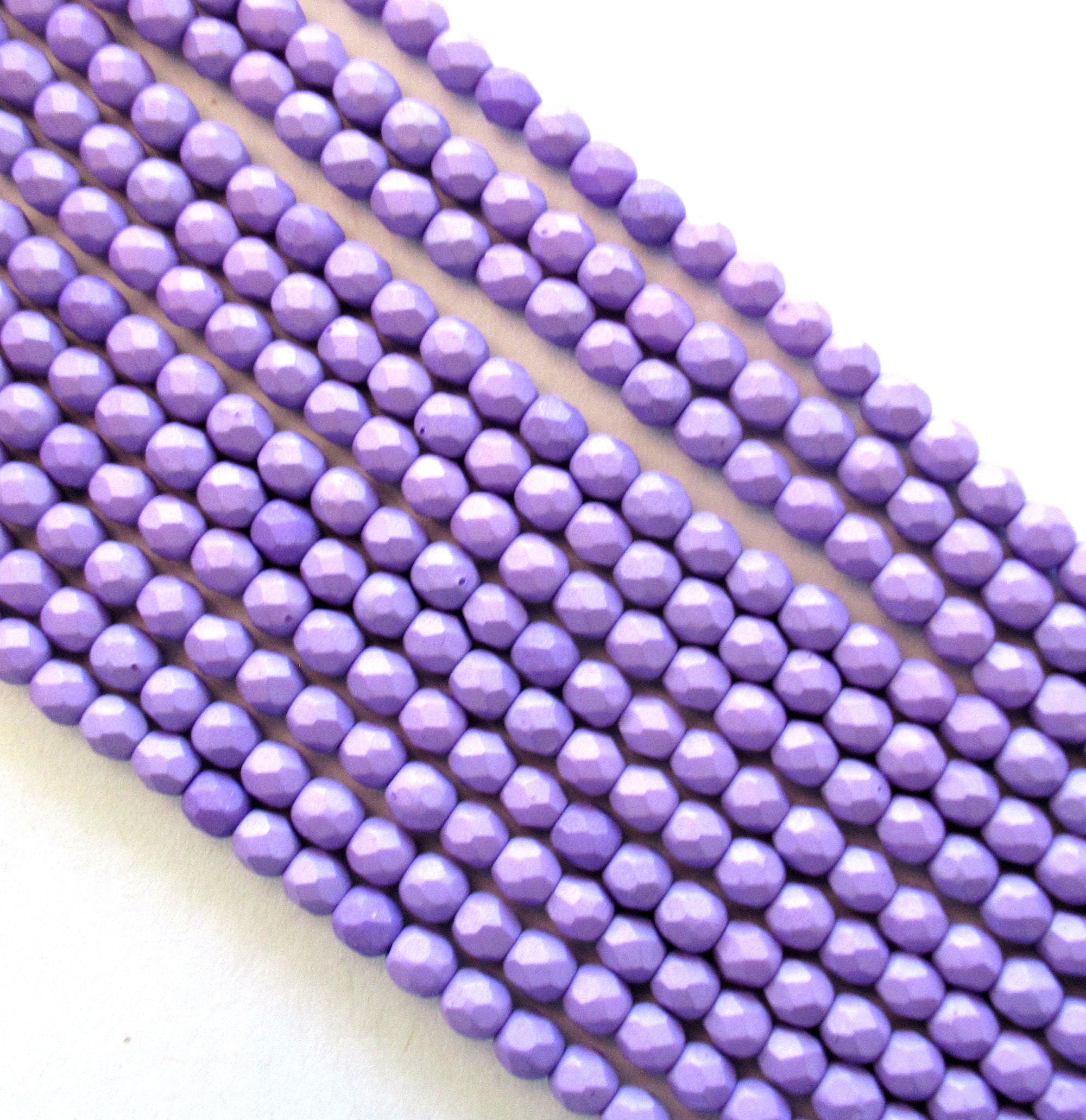 Lot of 50 4mm Czech glass beads - opaque matte Saturated Purple beads - faceted fire polished round beads - C0037