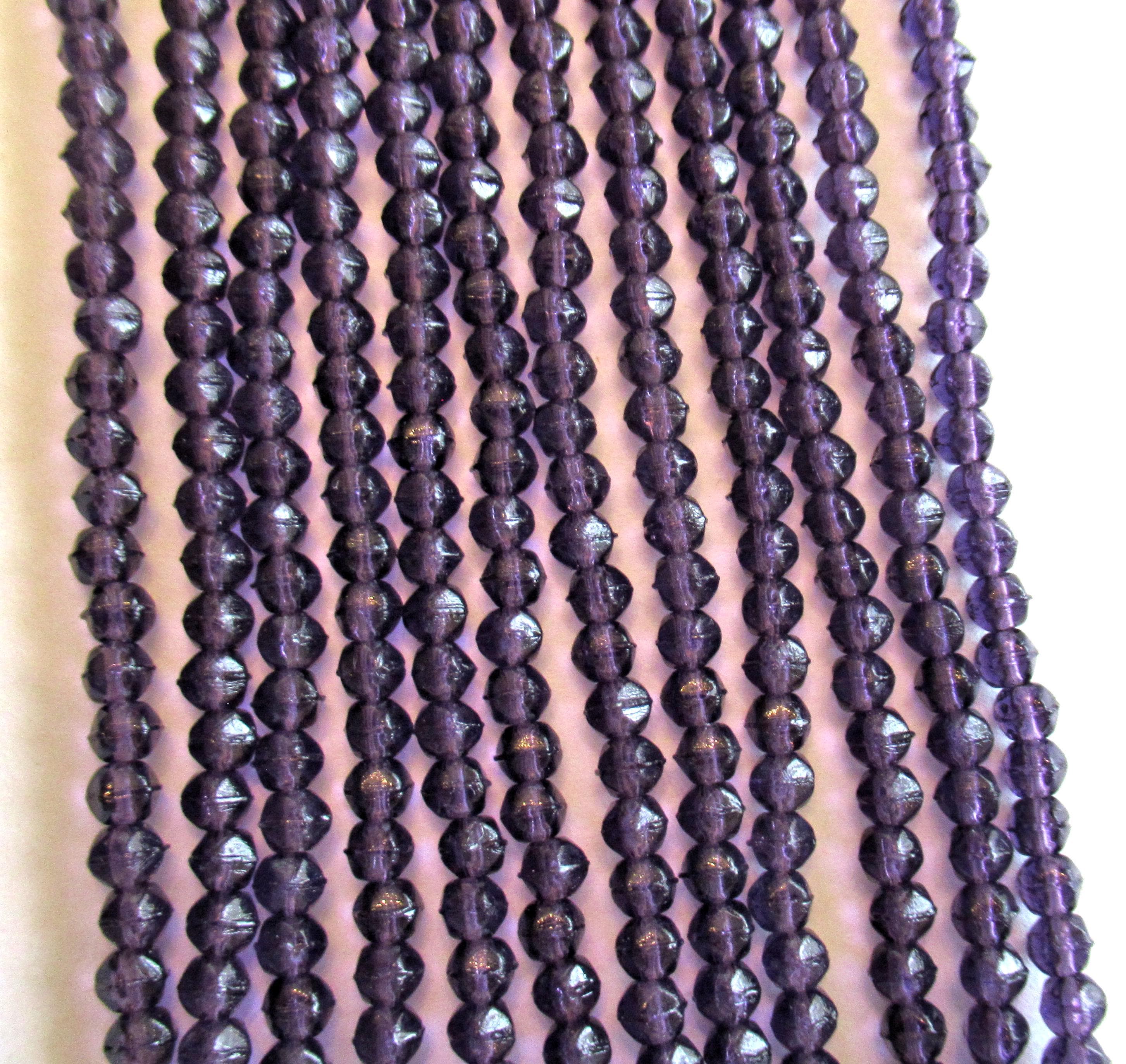 100 3mm Czech glass English cut beads - transparent tanzanite purple spacer beads - pressed glass beads - C0027