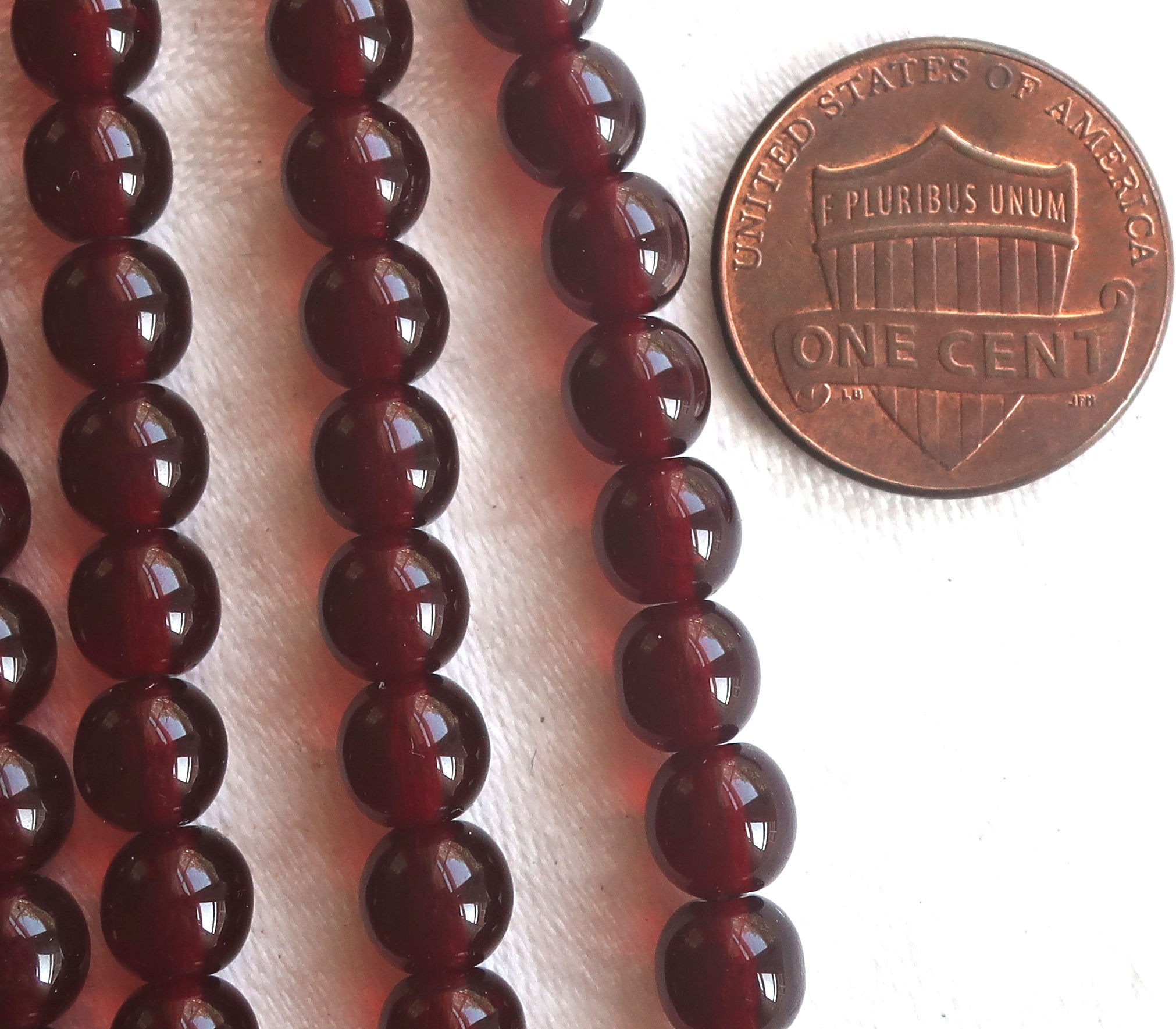 Lot of 50 6mm Czech glass druks, deep garnet red smooth round druk beads C2850