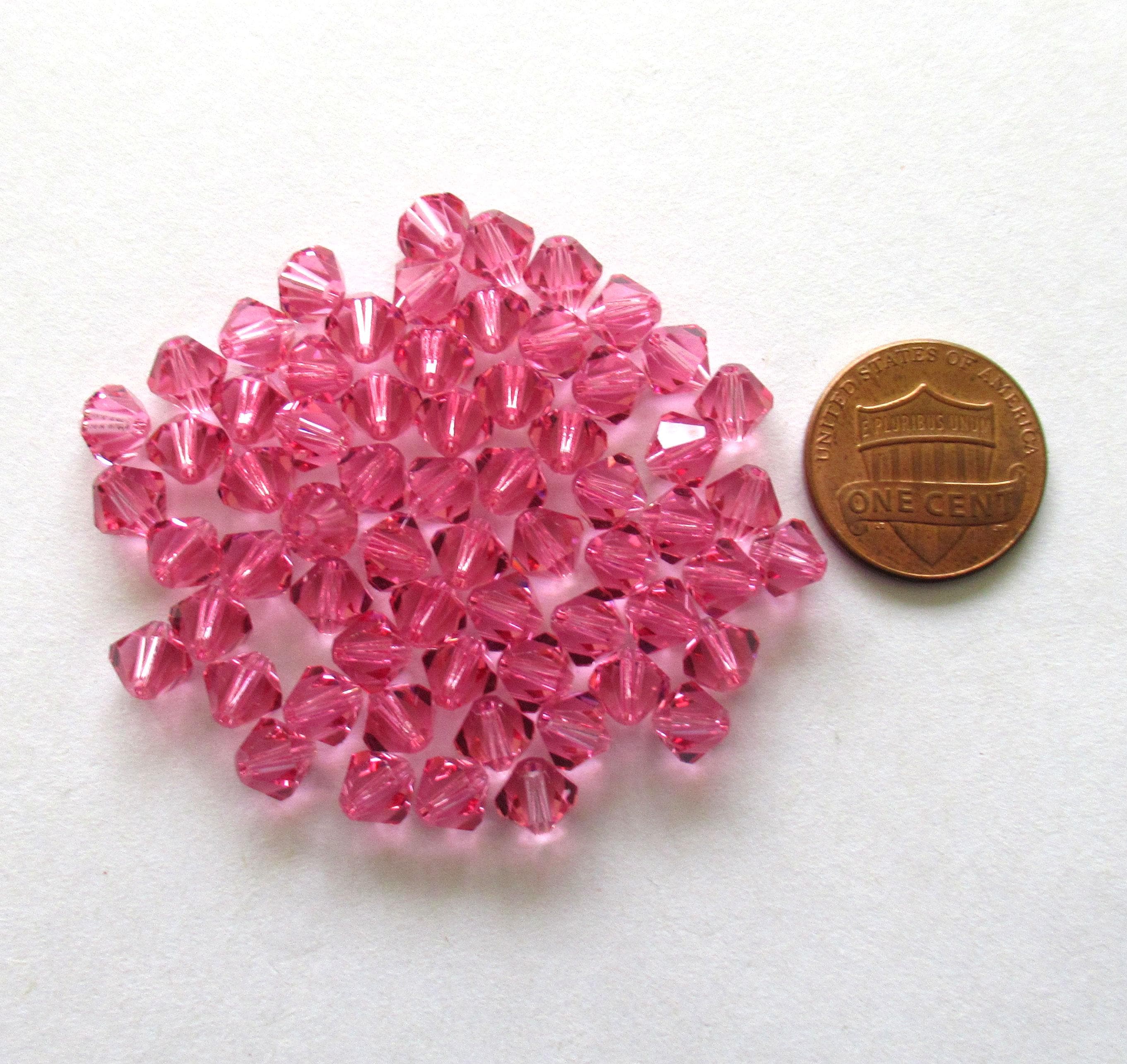 24 6mm Czech Preciosa Crystal bicone beads - rose pink - faceted glass bicones - C00741