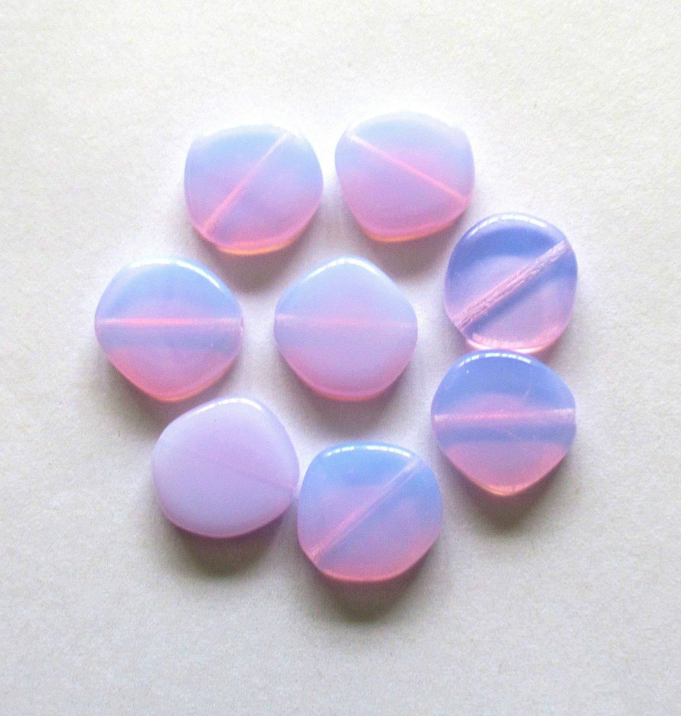 Ten 15mm Czech glass asymmetrical coin or disc beads - lavender lilac or light purple beads - C0029