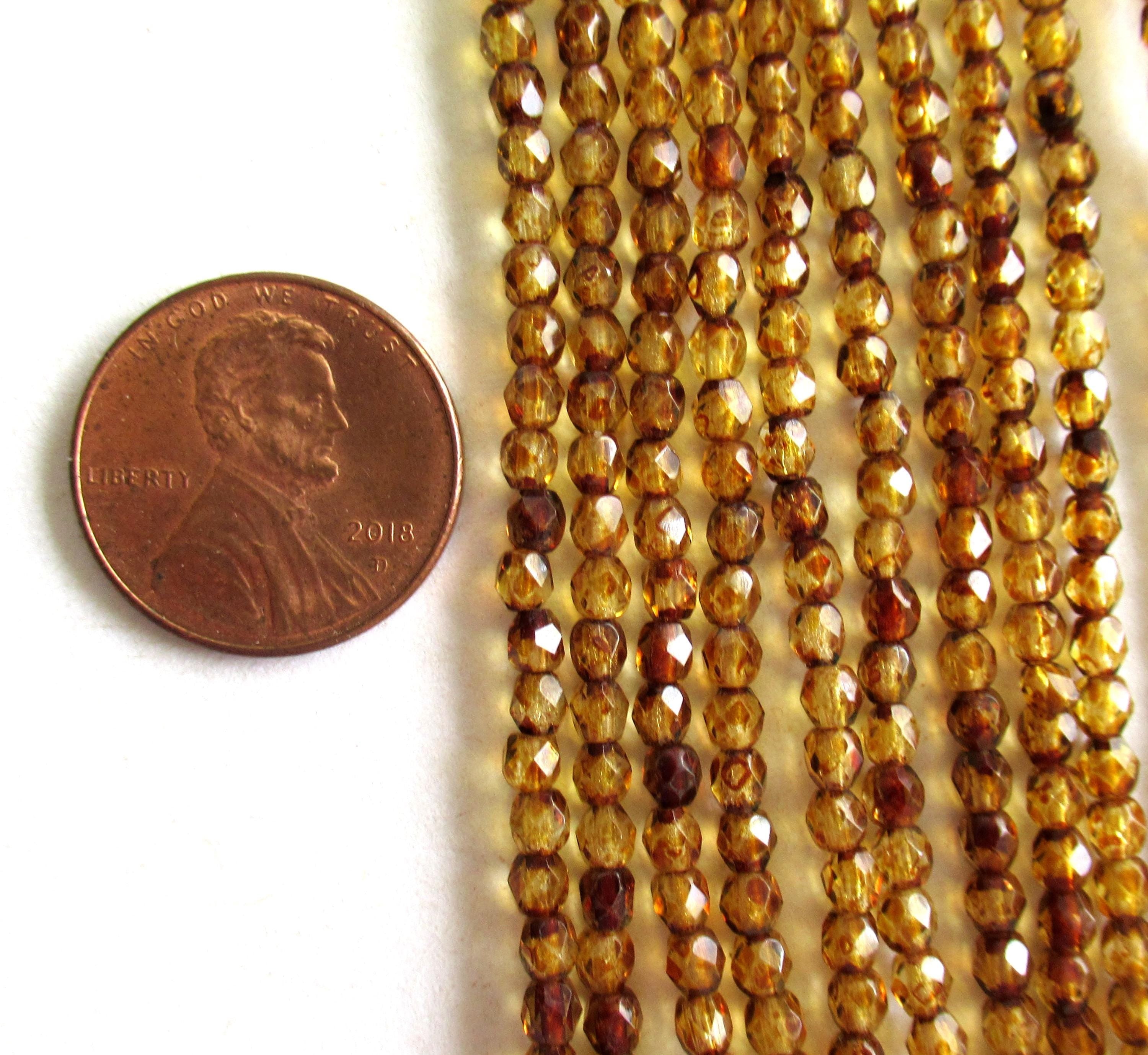 50 3mm Czech glass crystal picasso beads - fire polished faceted round beads - C0034
