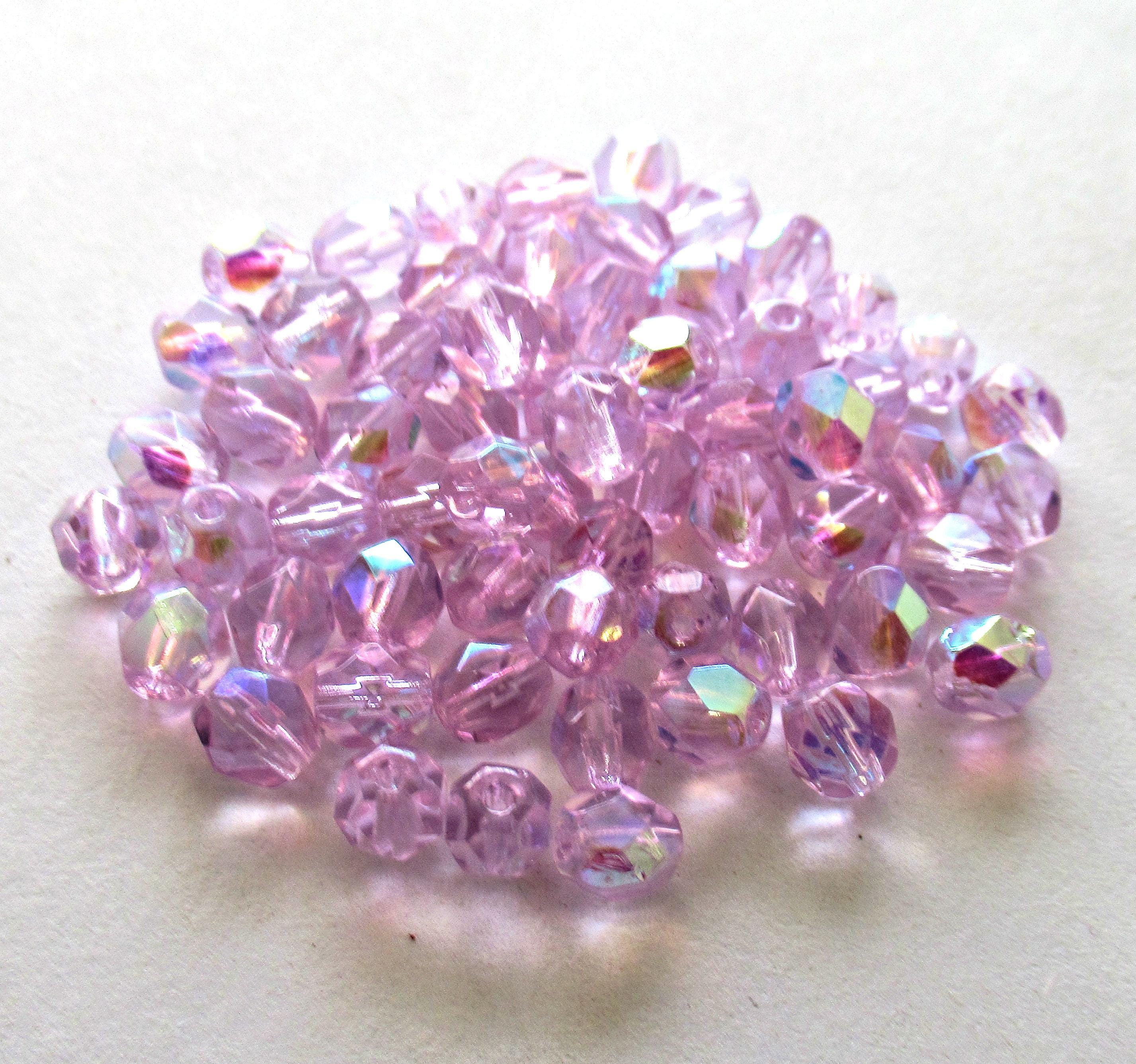 25 6mm Czech glass beads - Alexandrite or lilac / lavender ab - fire polished faceted round beads C0073