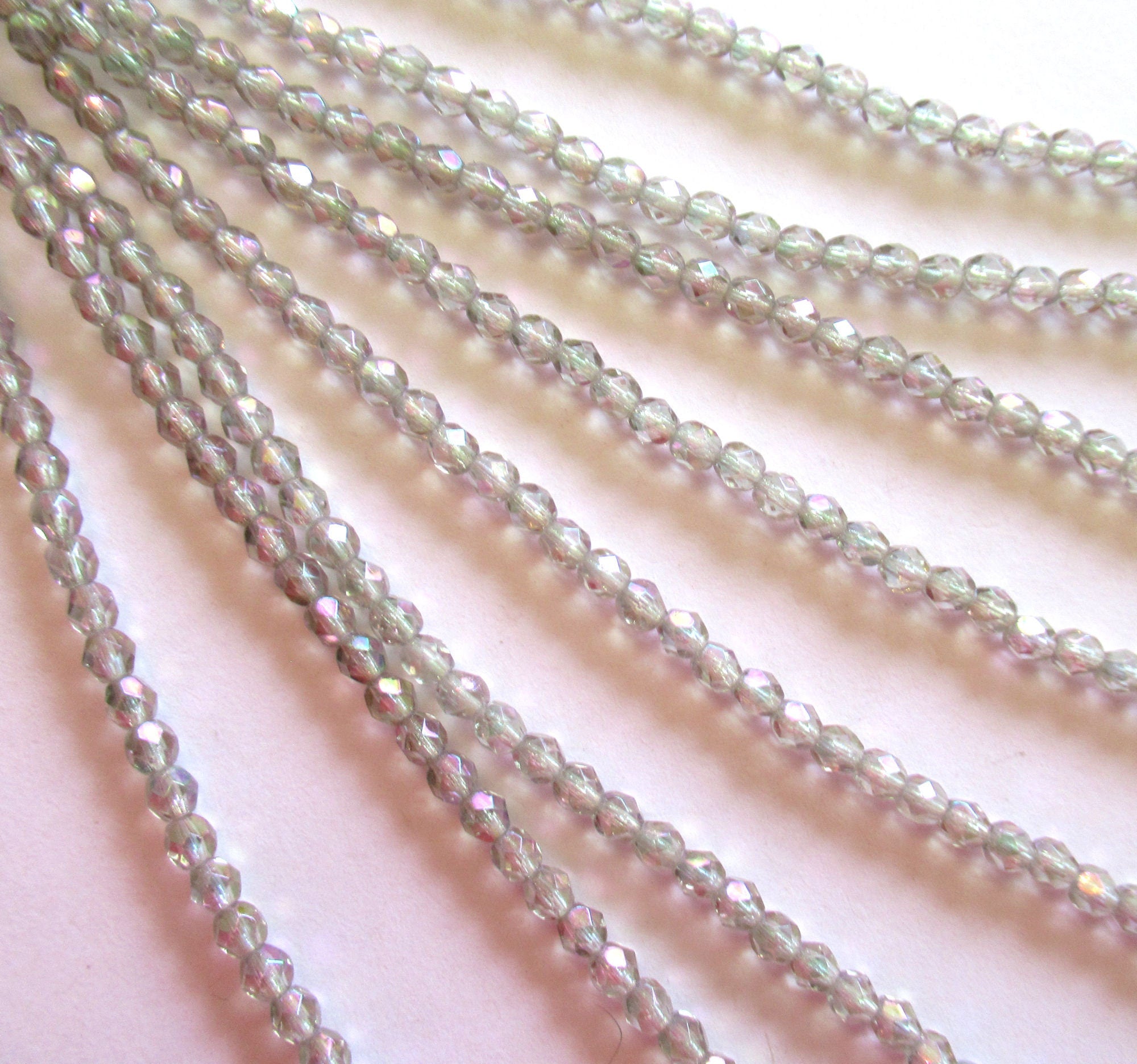 Lot of 50 4mm faceted Check glass beads - black diamond luster iris - round fire polished beads C0007