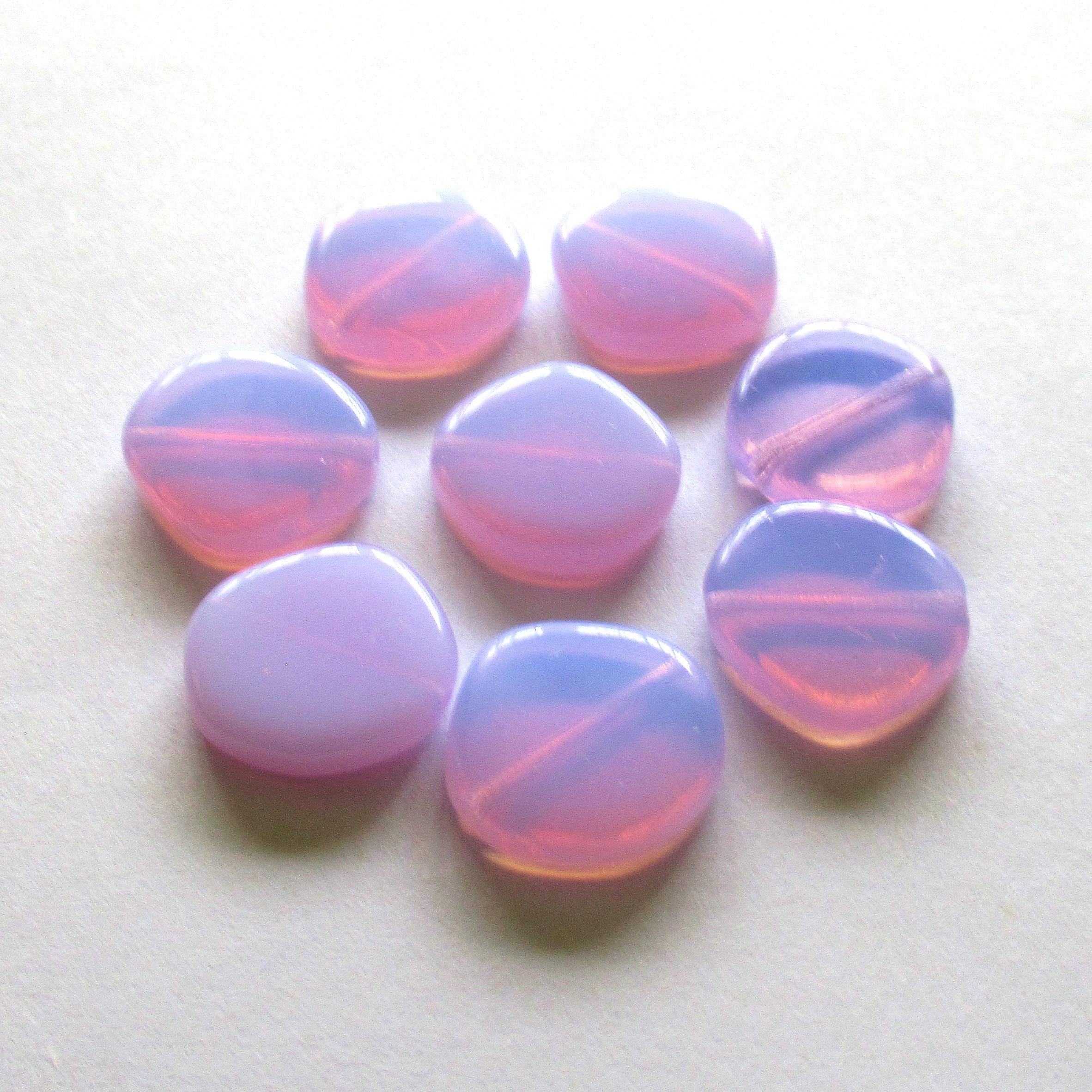 Ten 15mm Czech glass asymmetrical coin or disc beads - lavender lilac or light purple beads - C0029