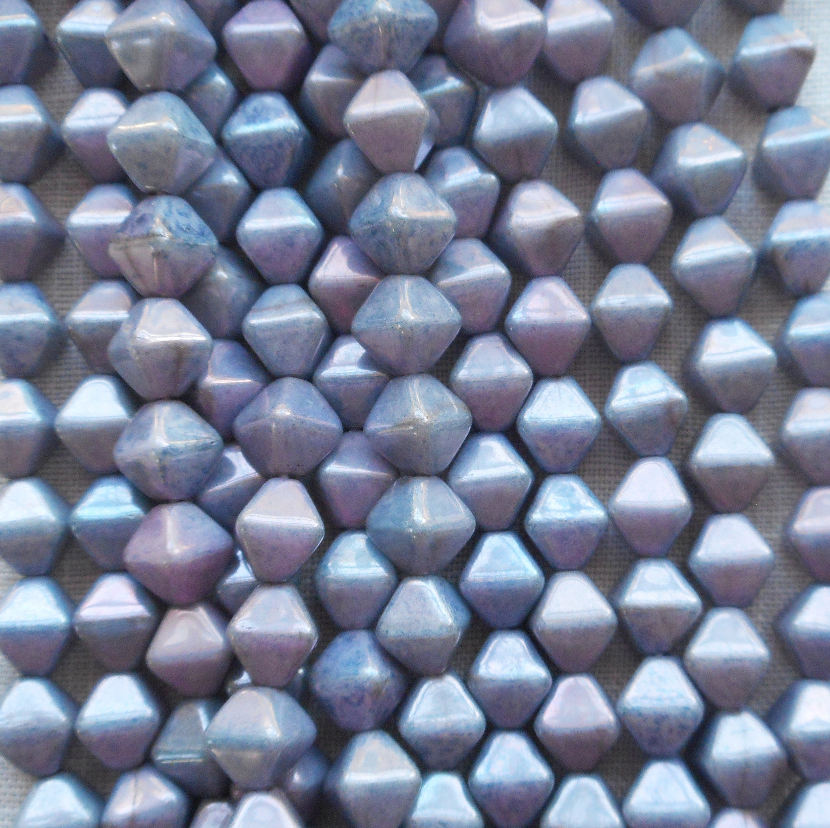 Fifty 6mm Luster Opaque Amethyst Lavender bicones, Purple pressed glass Czech bicone beads C8601