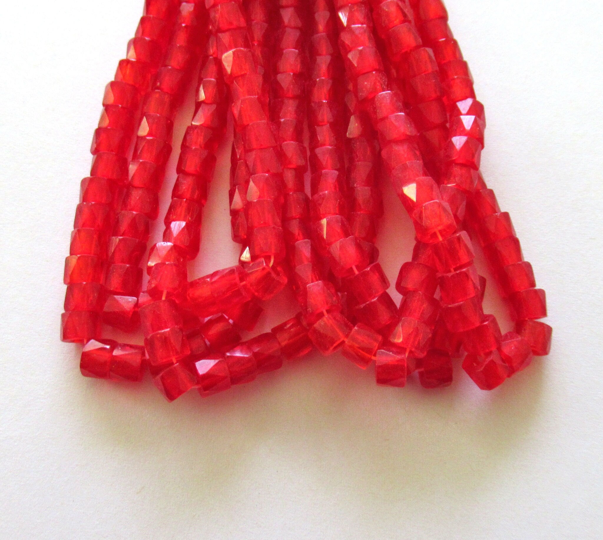 Lot of 50 6mm Czech glass faceted pony, roller or crow beads - bright siam red large hole, fire polished, faceted beads C00211