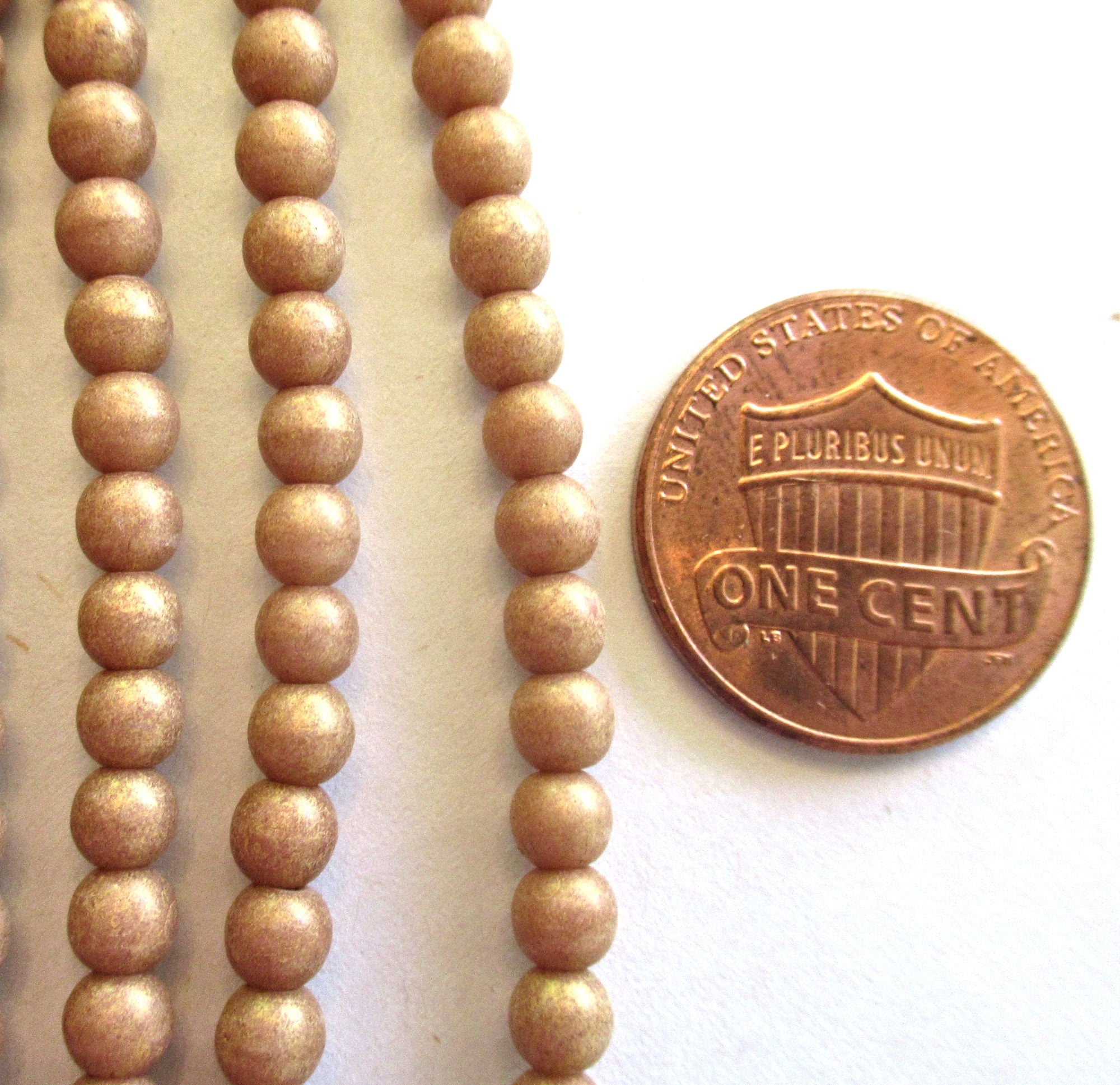 100 4mm Czech glass druks - opaque beige, light brown, Pacifica Macadamia smooth round druk beads C0067