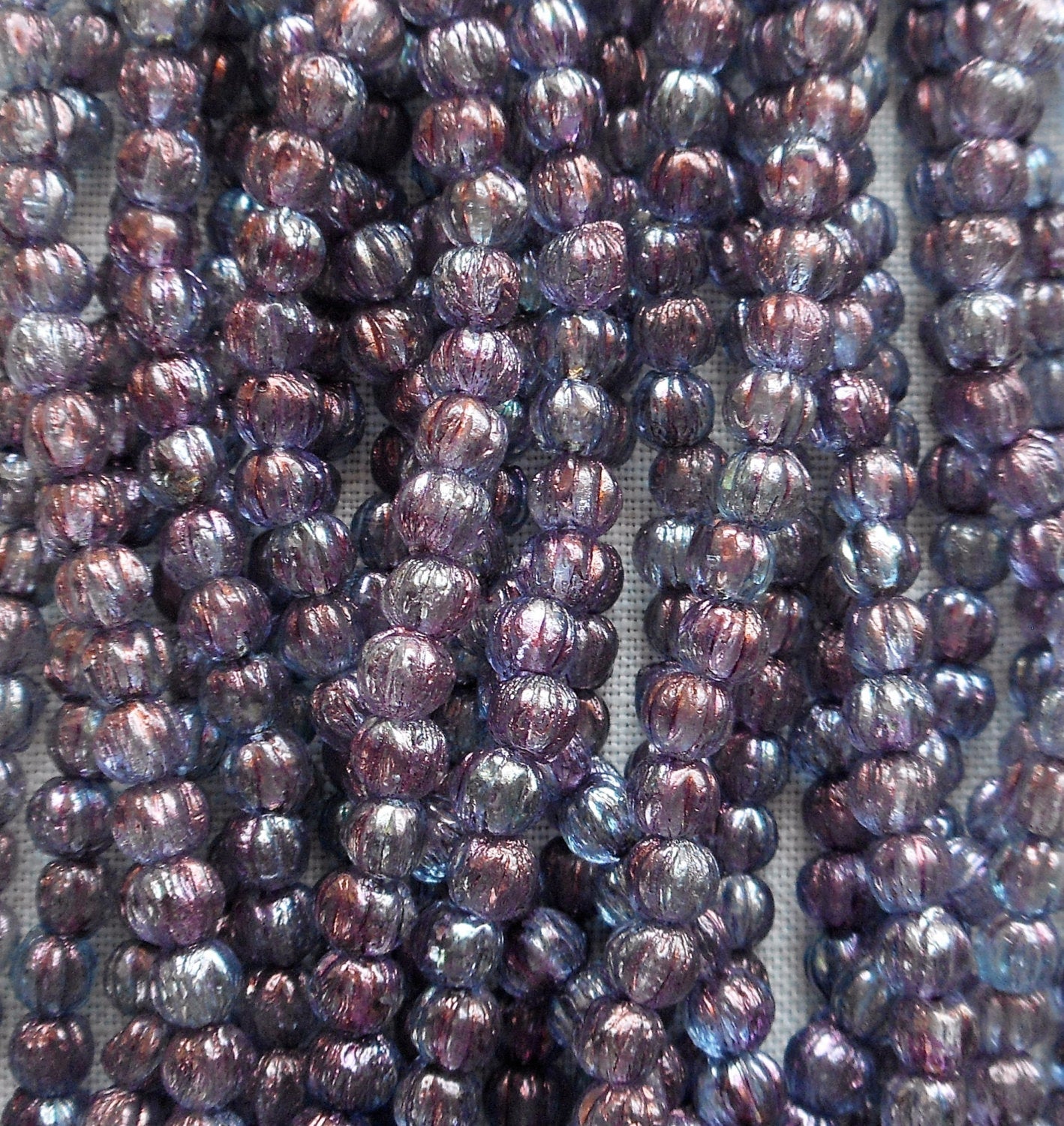 Lot of 100 3mm Transparent Amethyst Luster melon beads, pressed purple glass Czech beads, C32150