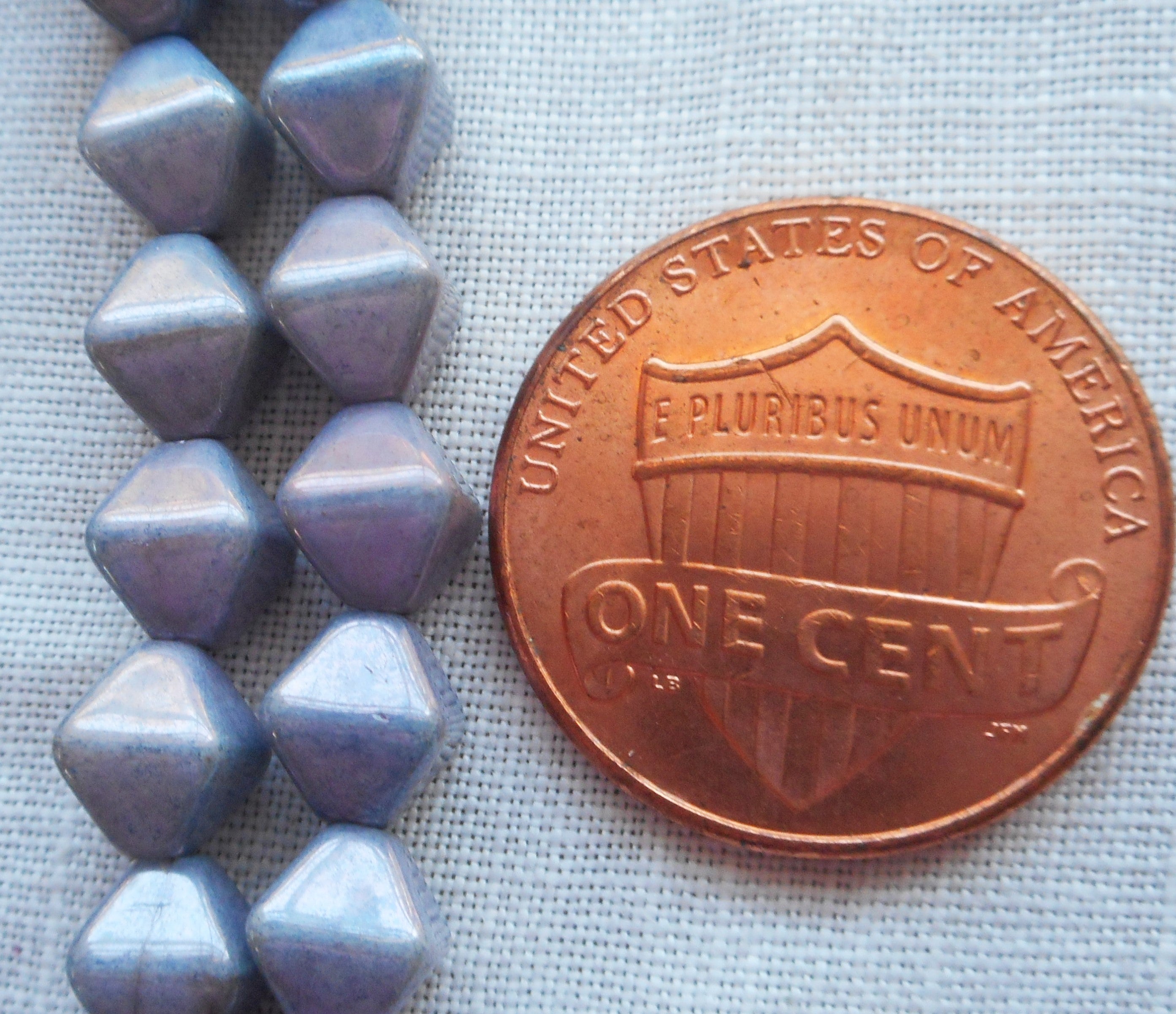 Fifty 6mm Luster Opaque Amethyst Lavender bicones, Purple pressed glass Czech bicone beads C8601