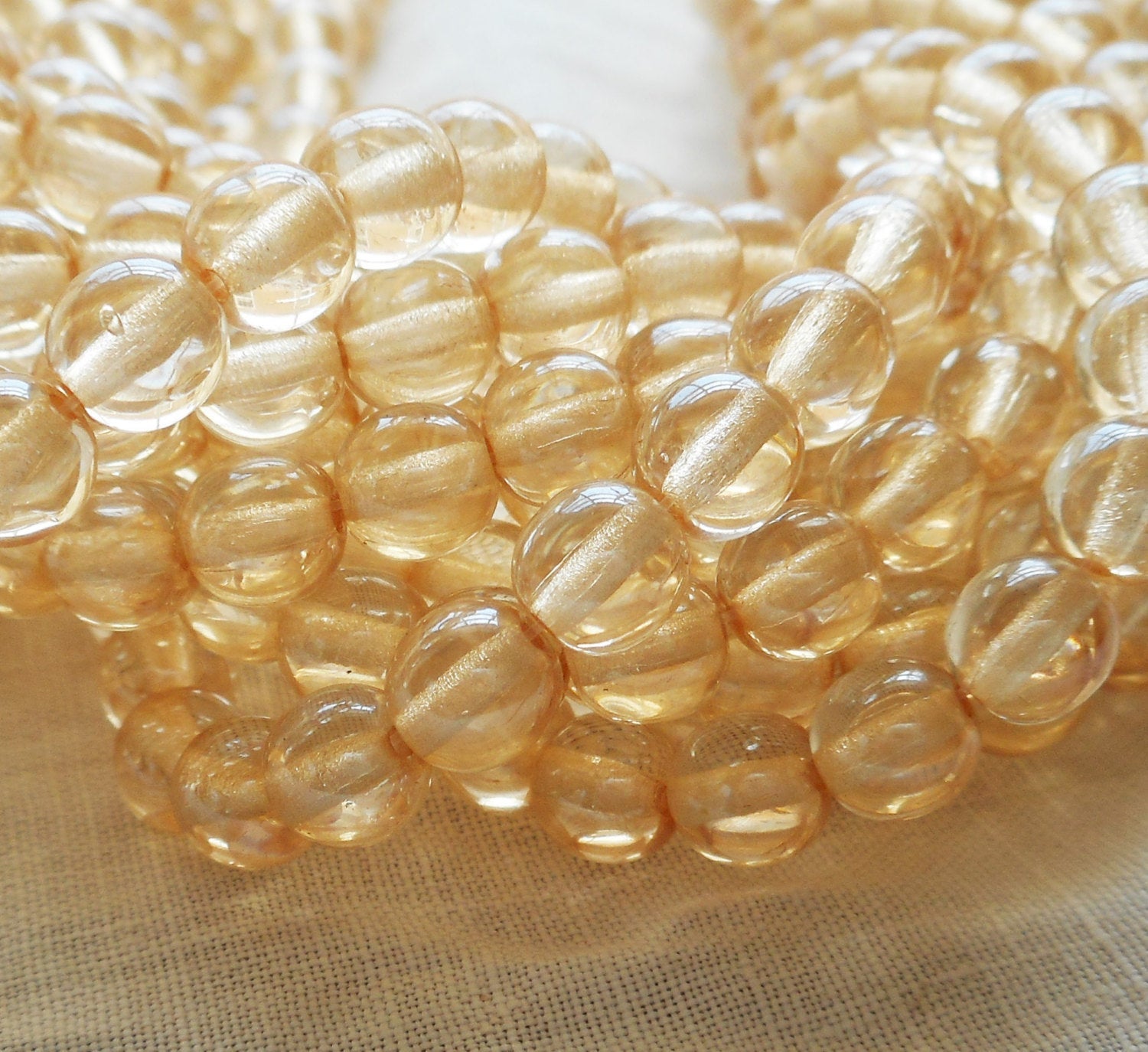 50 6mm Czech glass druks, Transparent Champagne Luster, smooth round druk beads C3850