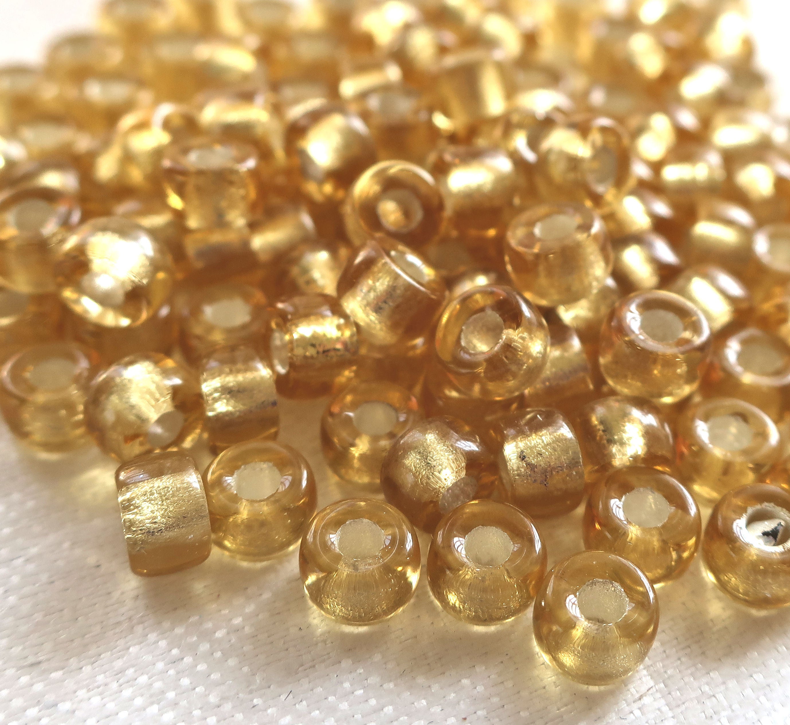 Lot of 50 6mm Topaz Silver Lined Czech glass pony beads, crow or roller big, large hole beads C8701