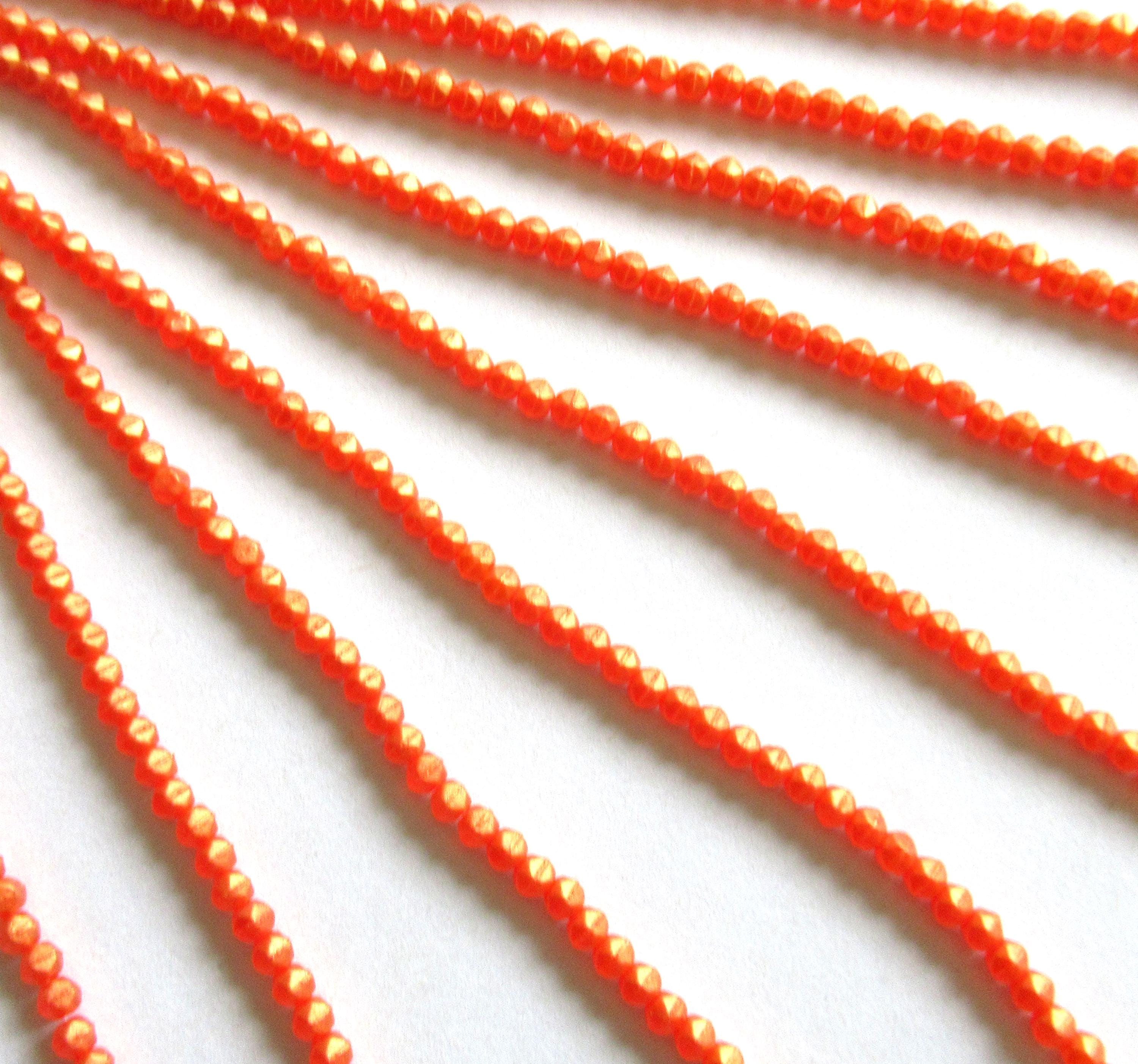 100 3mm English cut Czech glass beads - Sueded Gold Hyacinth - orange spacer beads with a matte gold finish - pressed glass beads - C0058