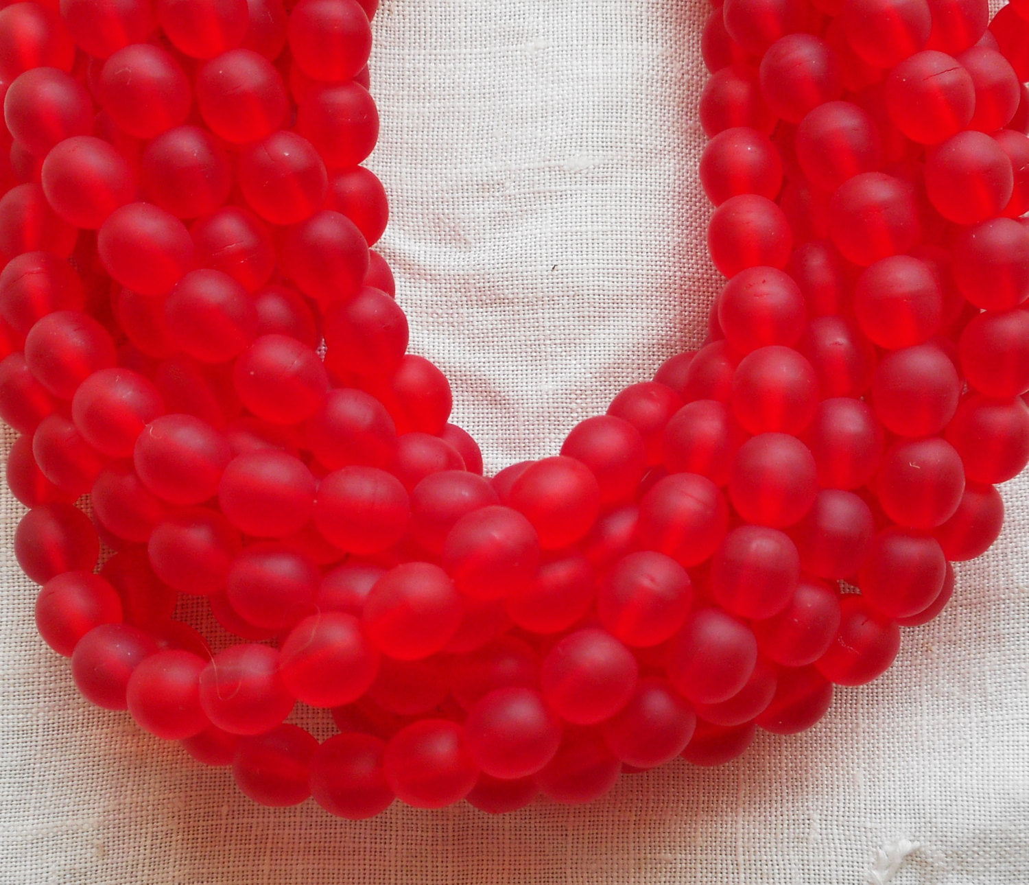 Lot of 50 6mm Czech glass druks, Matte Siam Ruby Red smooth round druk beads C4550