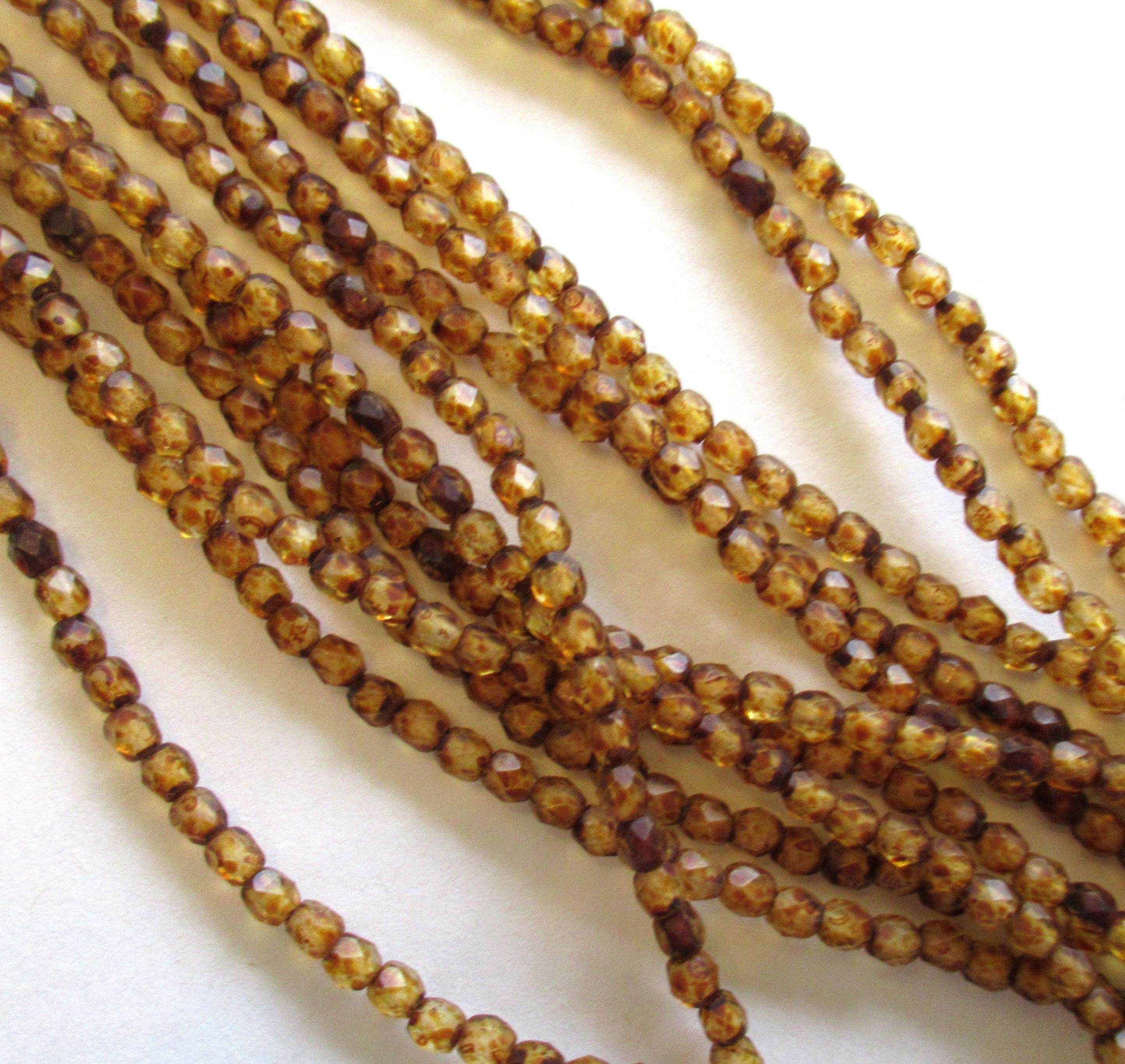 50 3mm Czech glass matte crystal picasso beads - fire polished faceted round beads - C0034