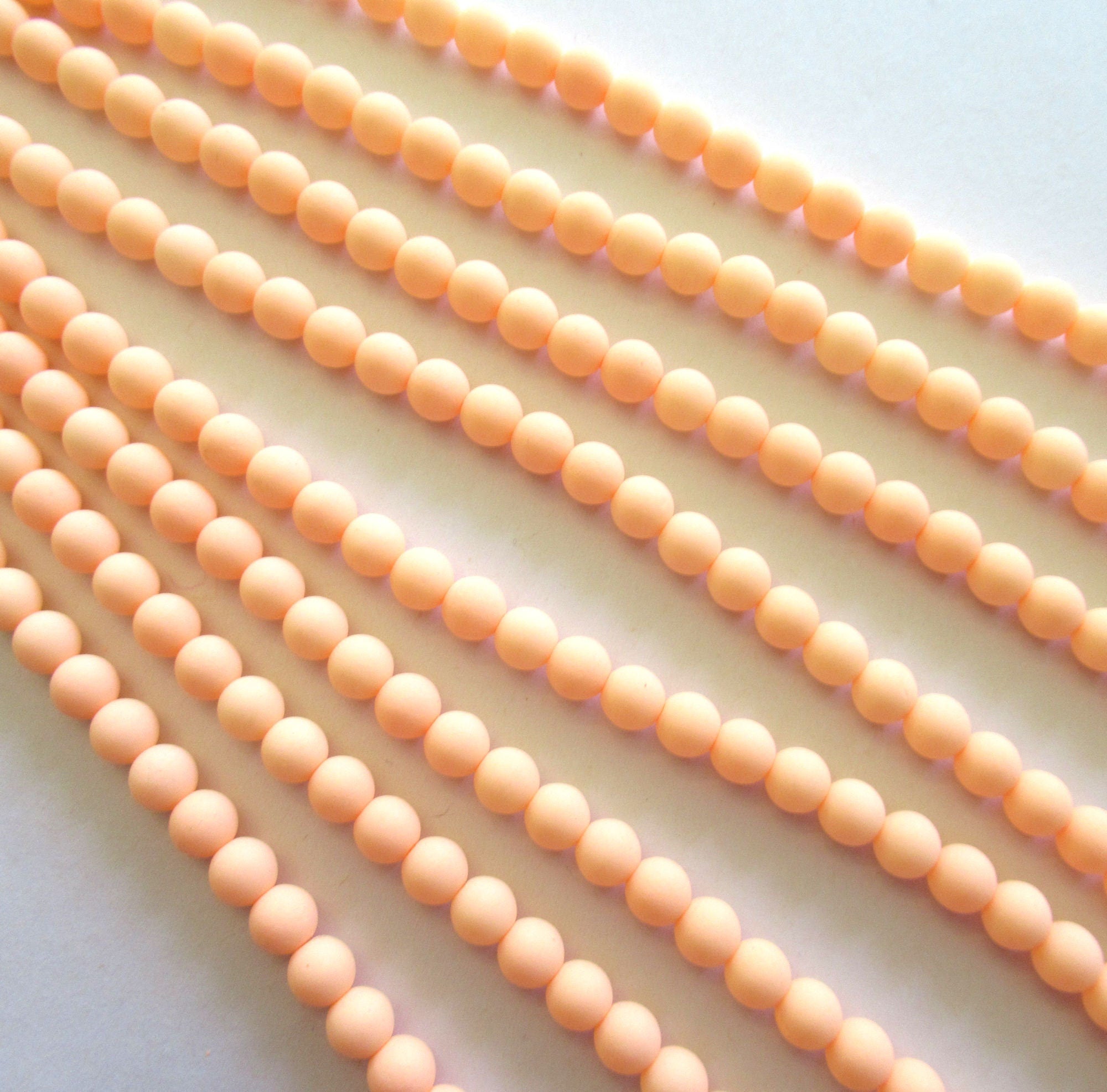 50 6mm Czech glass beads - Bondeli opaque orange druks - smooth round druk beads C0058